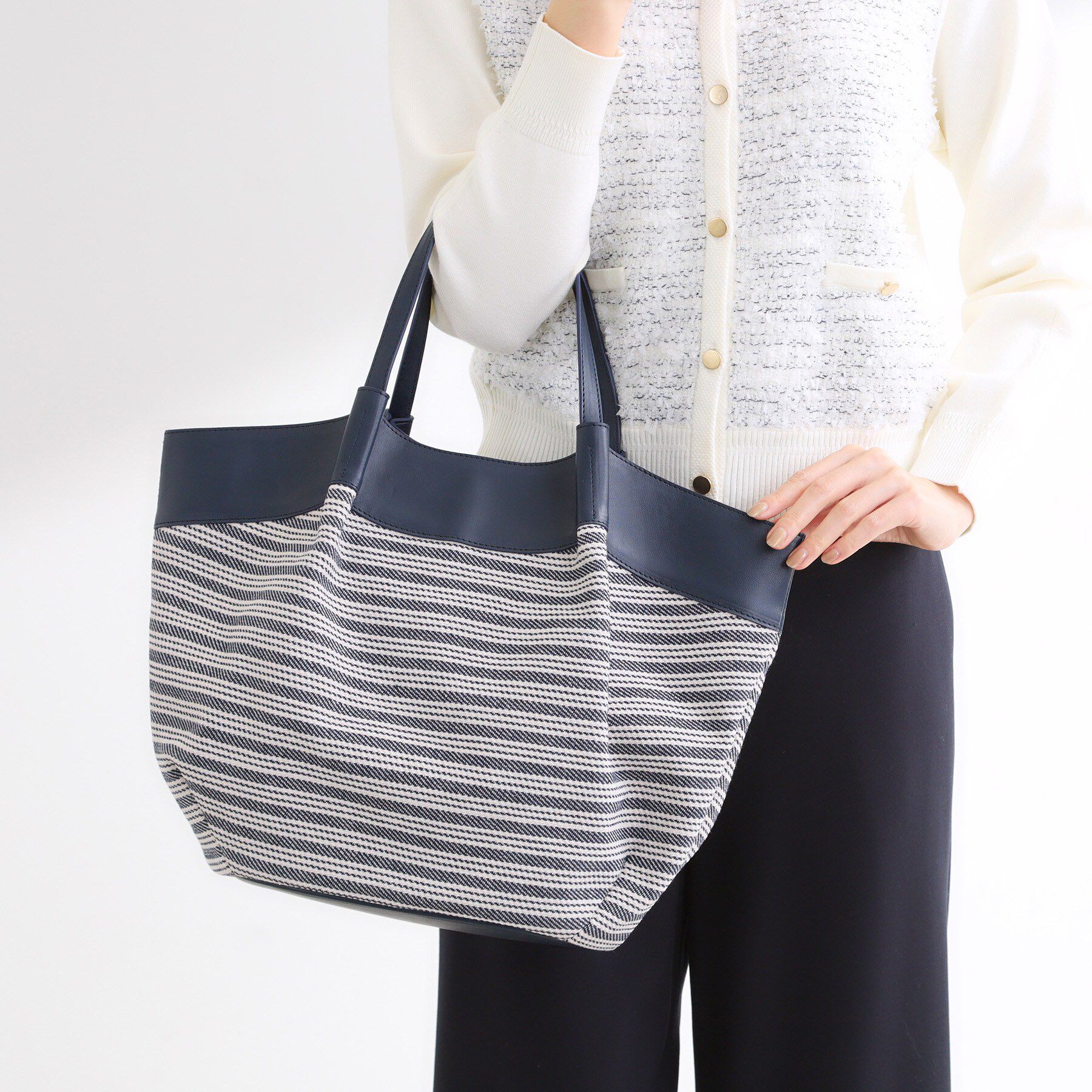 Reflect「【しっかり容量◎】キャンバス地ボーダートートバッグ」|トートバッグ|