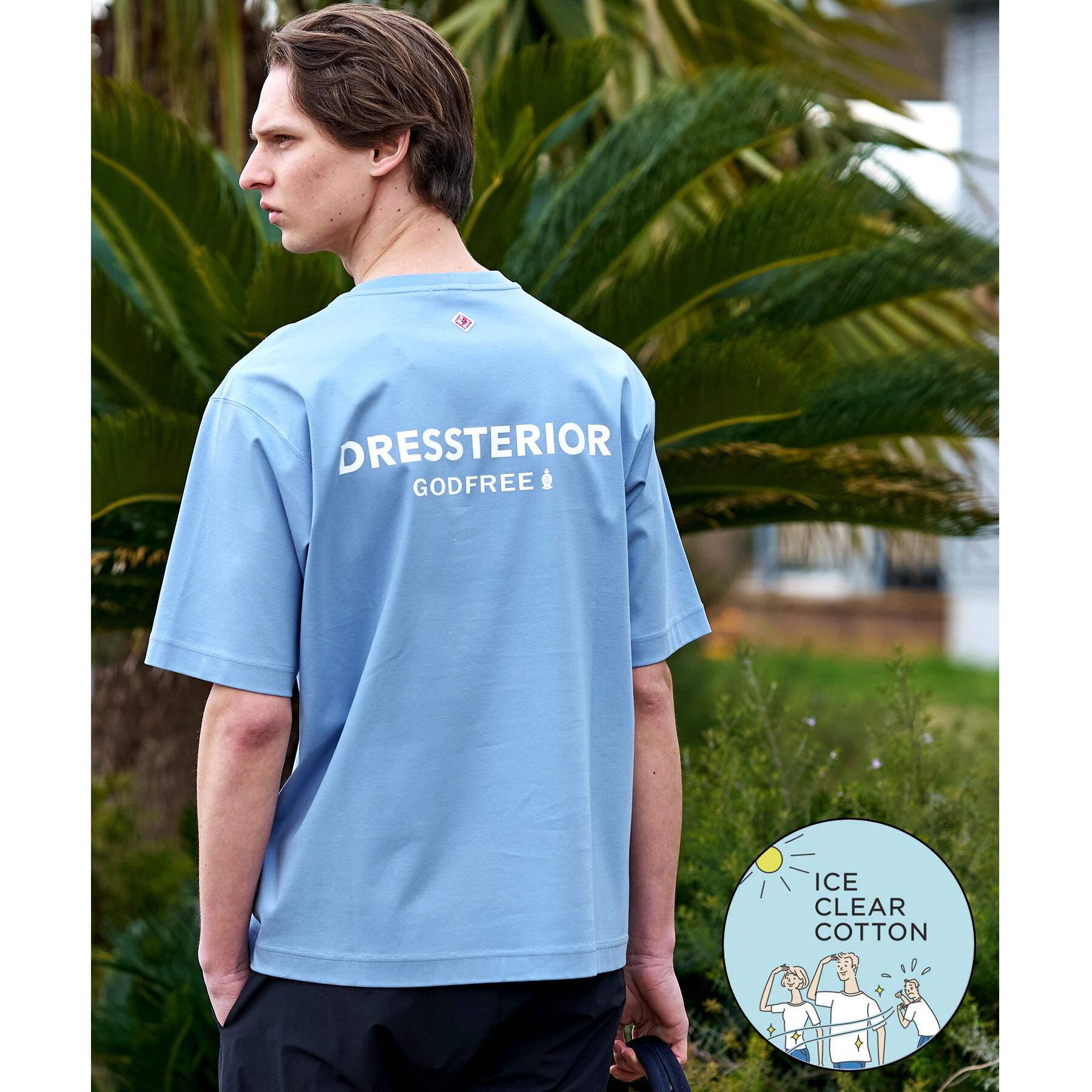 DRESSTERIOR「【接触冷感／抗菌防臭／消臭】ICE CLEAR COTTON オーバーフィットTシャツ」|Tシャツ・カットソー|サックスブルー(09