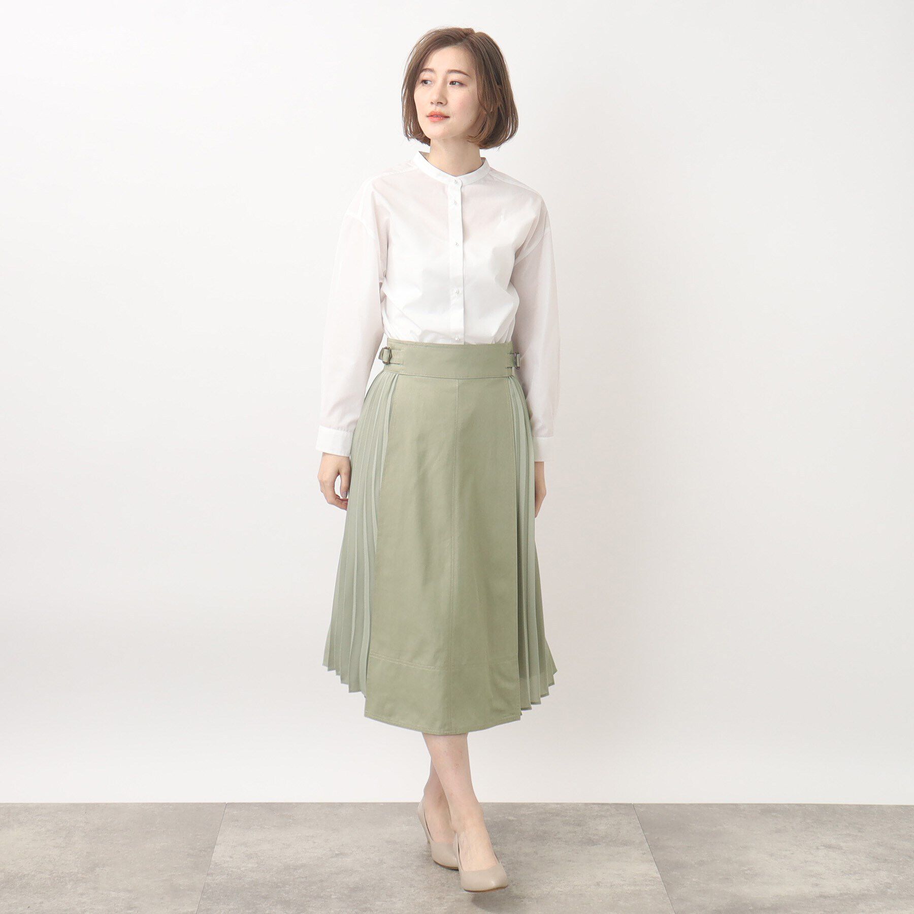 grove「グローブ人気のスカート！デニムサイドプリーツスカート」|スカート|