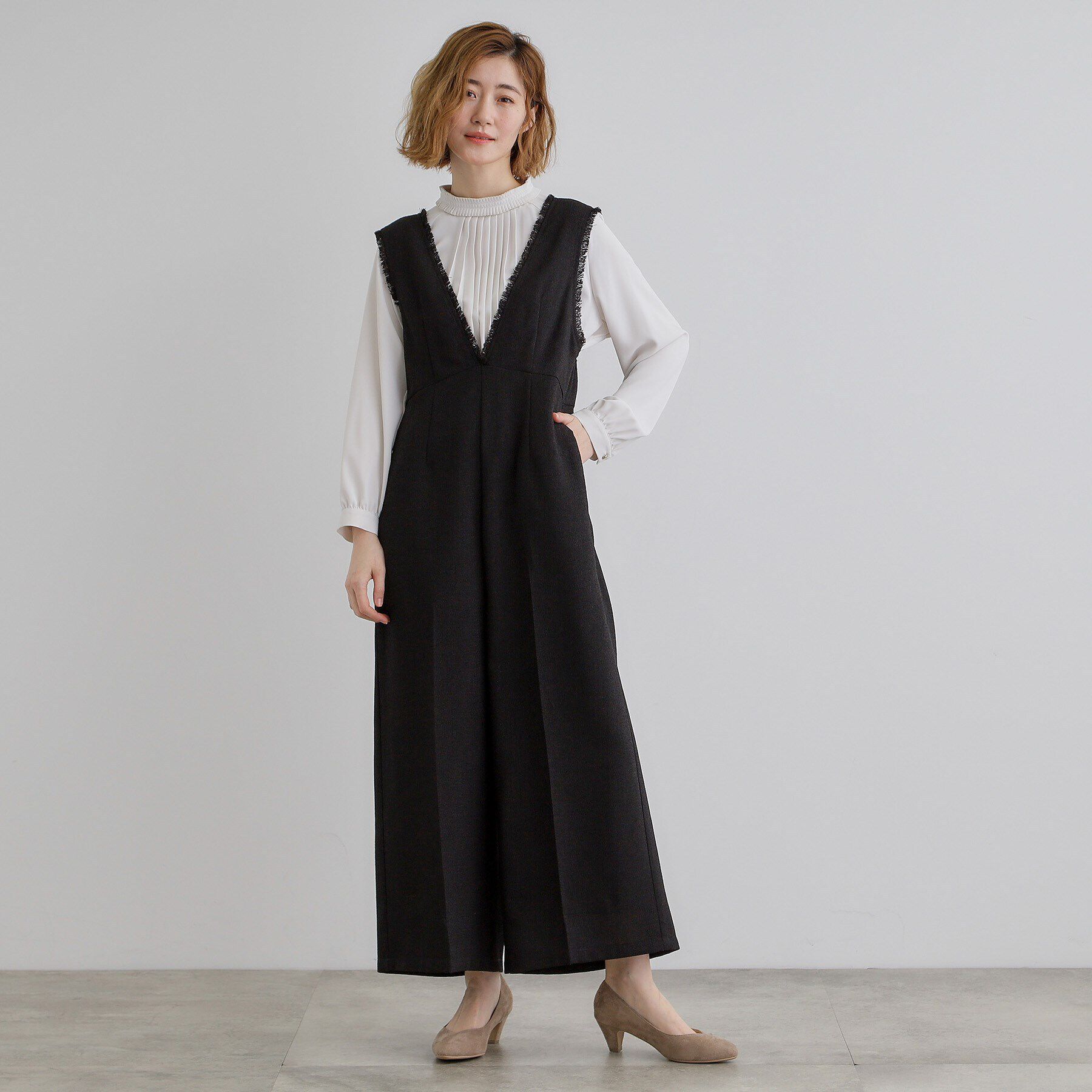 grove「ツイードサロペット」|オールインワン|