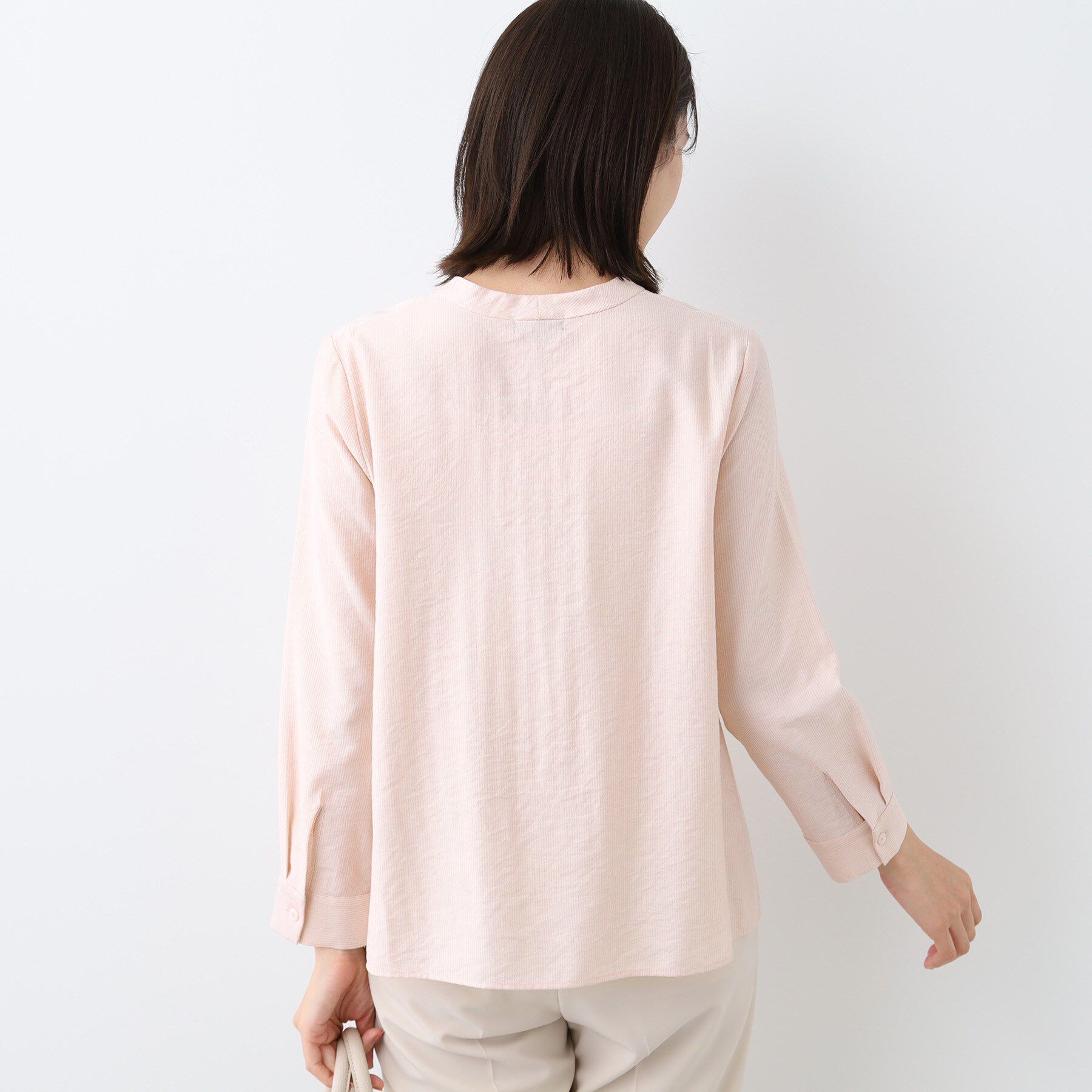 INDIVI「【洗える】ストライプドビー ボウタイブラウス」|シャツ・ブラウス|