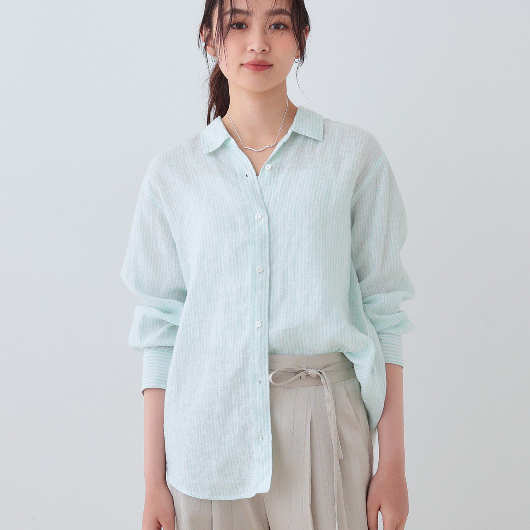 INDIVI「【毎年人気！／フレンチリネン】ベーシックシャツ」|シャツ・ブラウス|