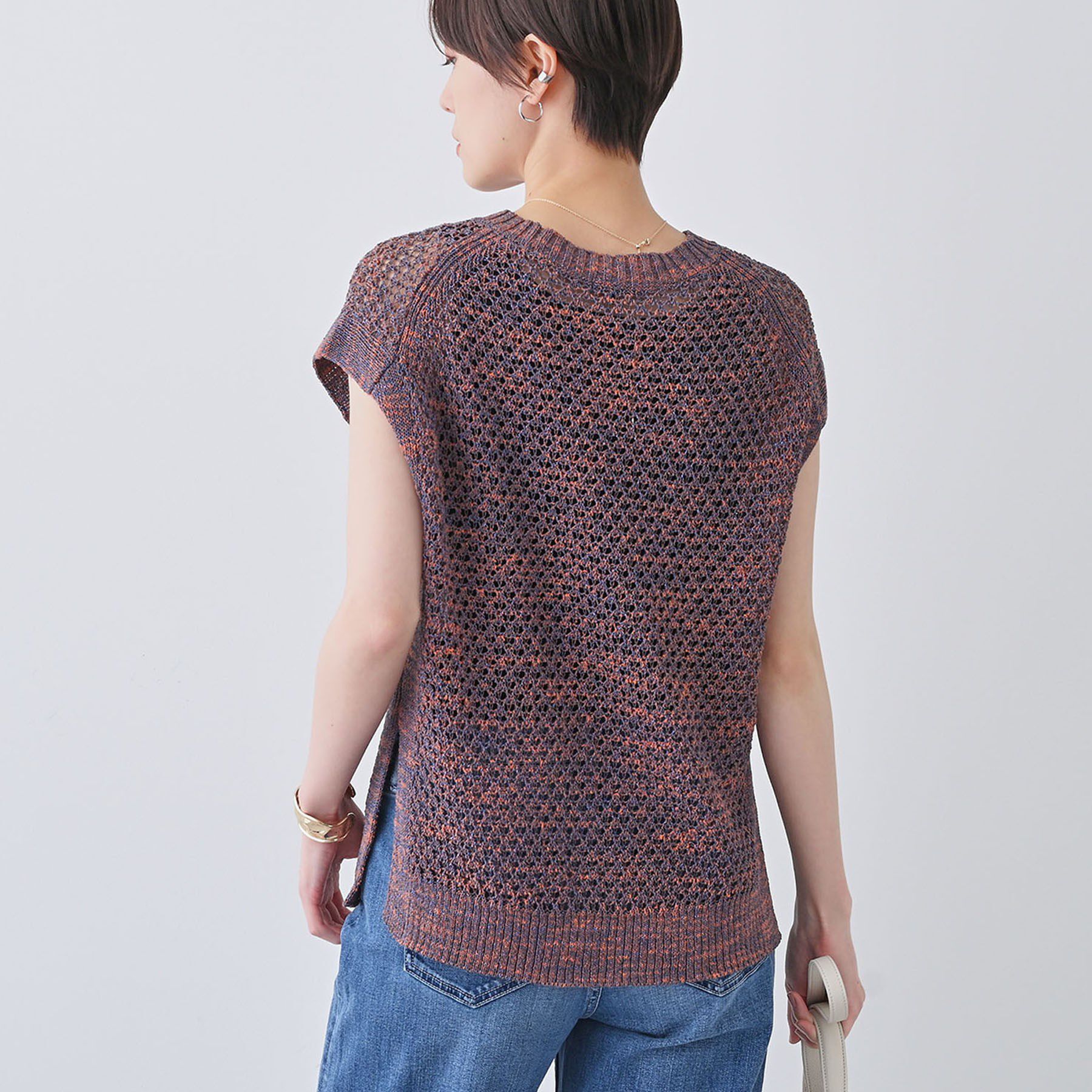 INDIVI「【ファンシー素材】透かし柄ニットベスト」|ベスト・ジレ|