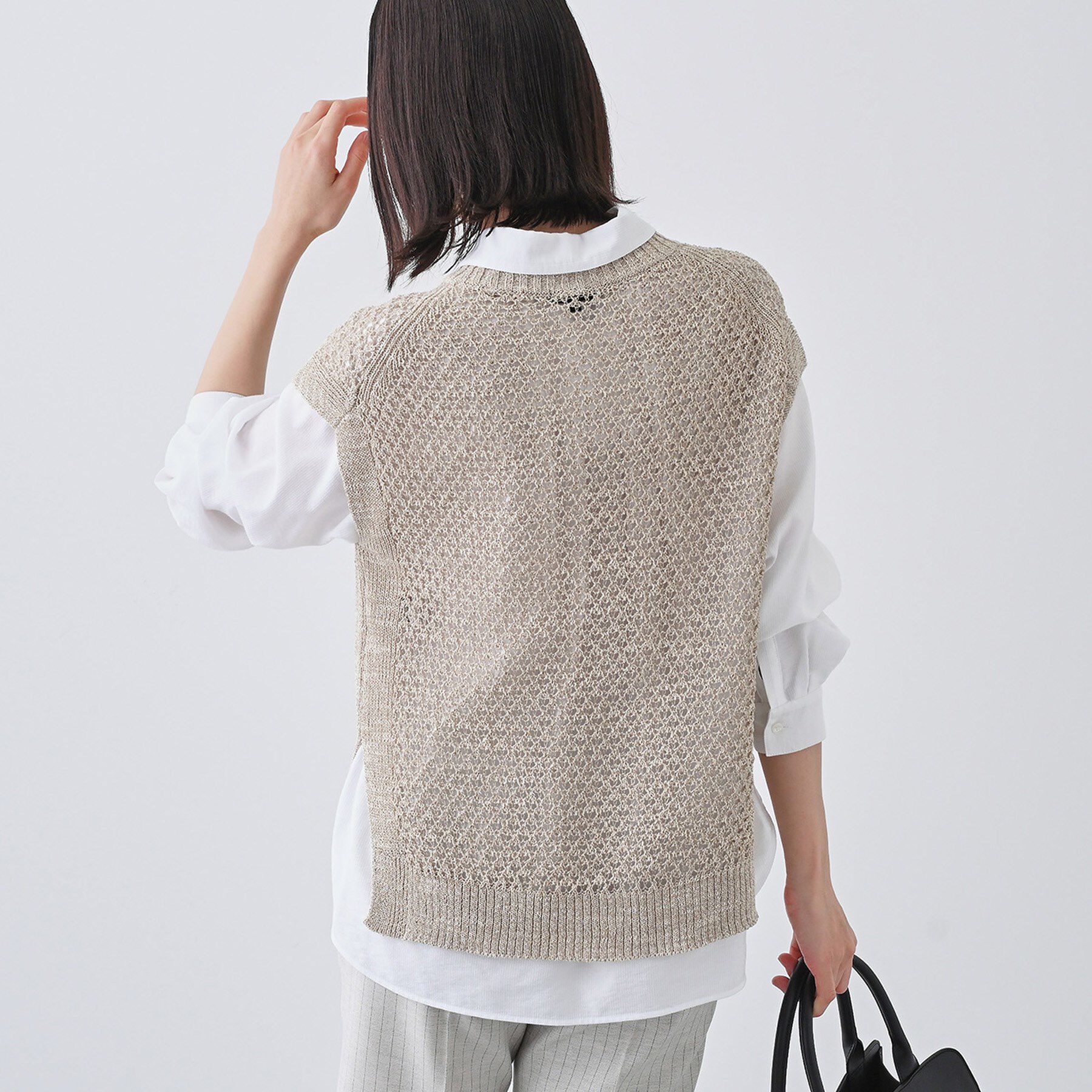 INDIVI「【ファンシー素材】透かし柄ニットベスト」|ベスト・ジレ|