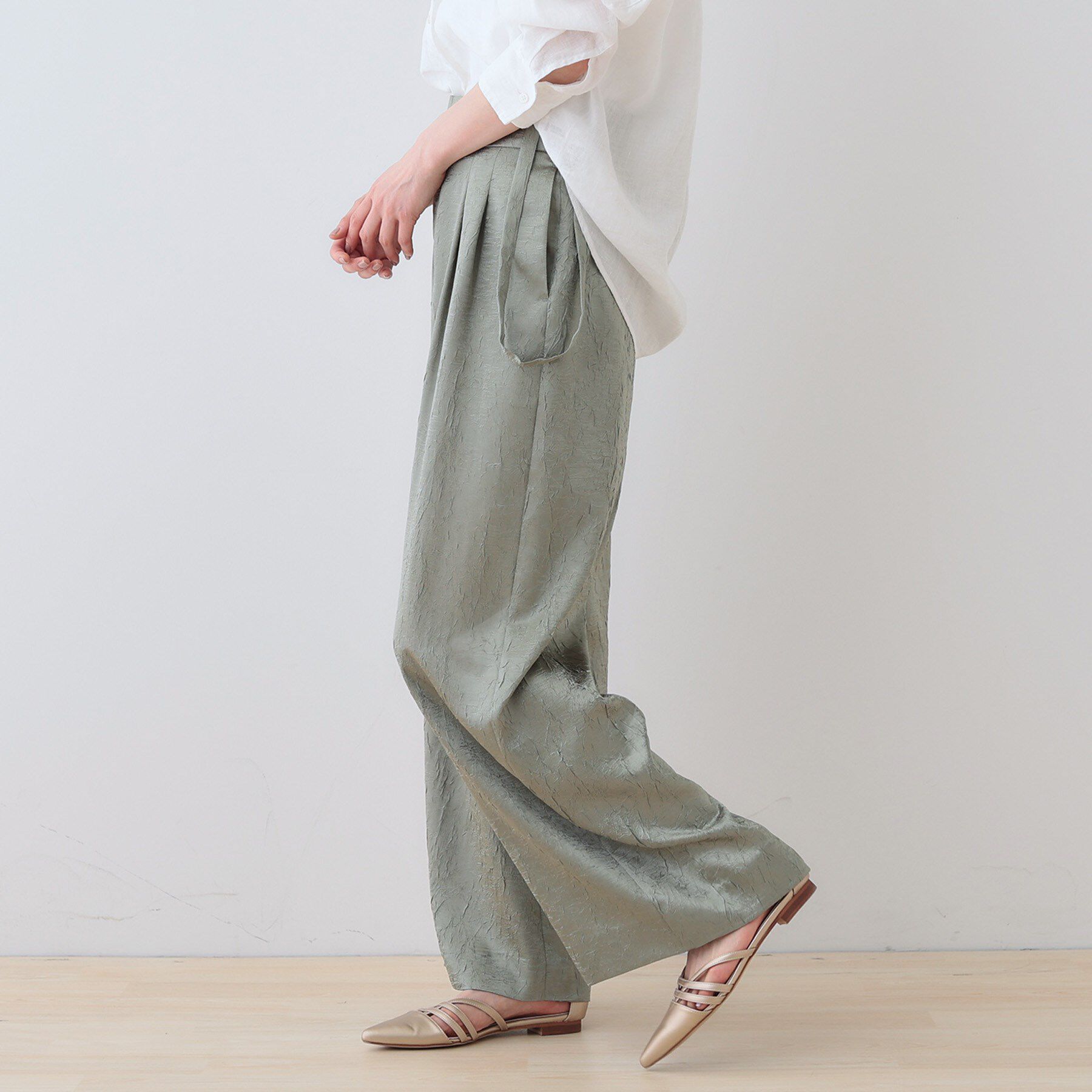 INDIVI「【サスペンダー付き】2WAYクラッシュサテンパンツ」|その他|