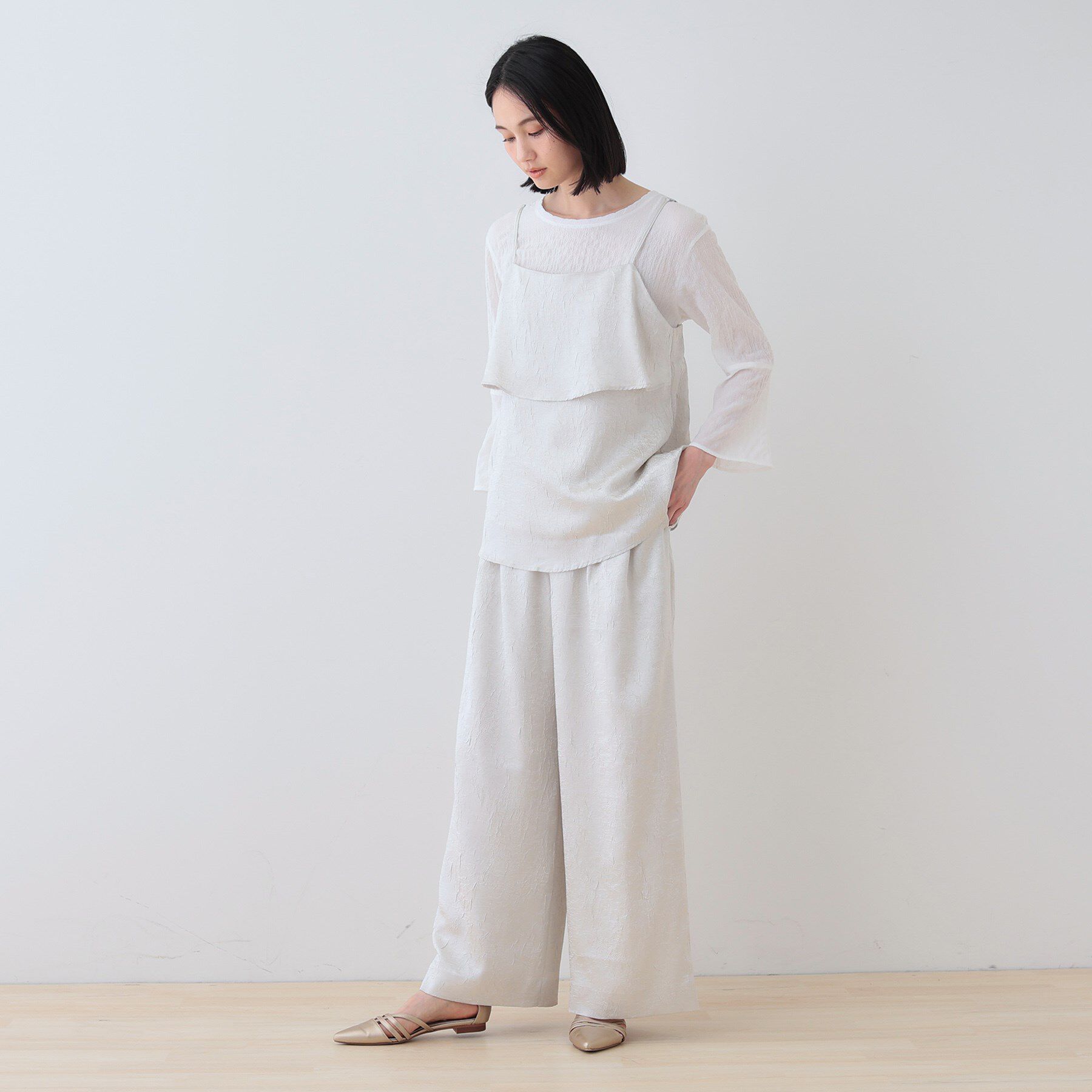 INDIVI「【サスペンダー付き】2WAYクラッシュサテンパンツ」|その他|