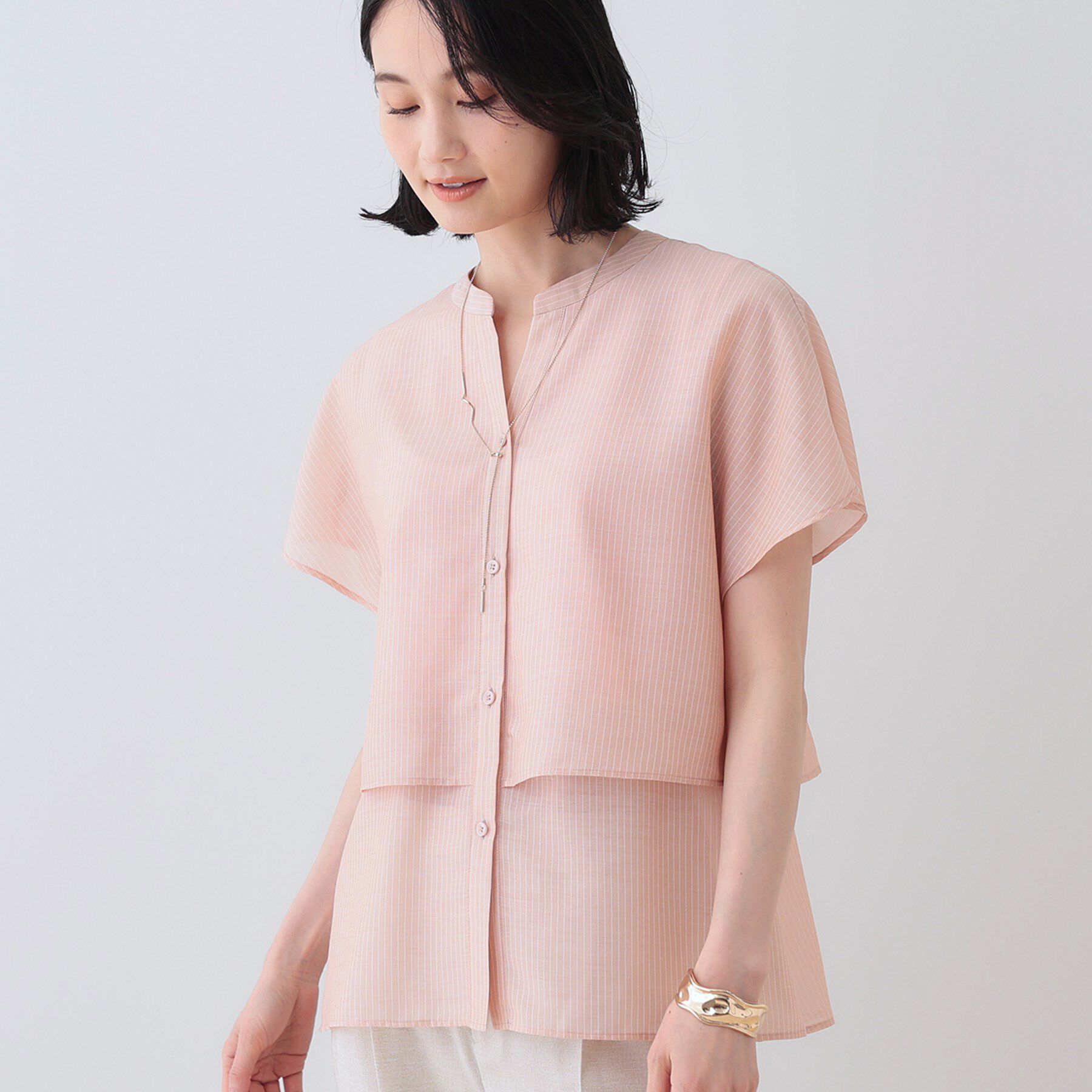 INDIVI「新色登場！【洗える／エアリー】ティアードブラウス」|シャツ・ブラウス|オレンジ(365)