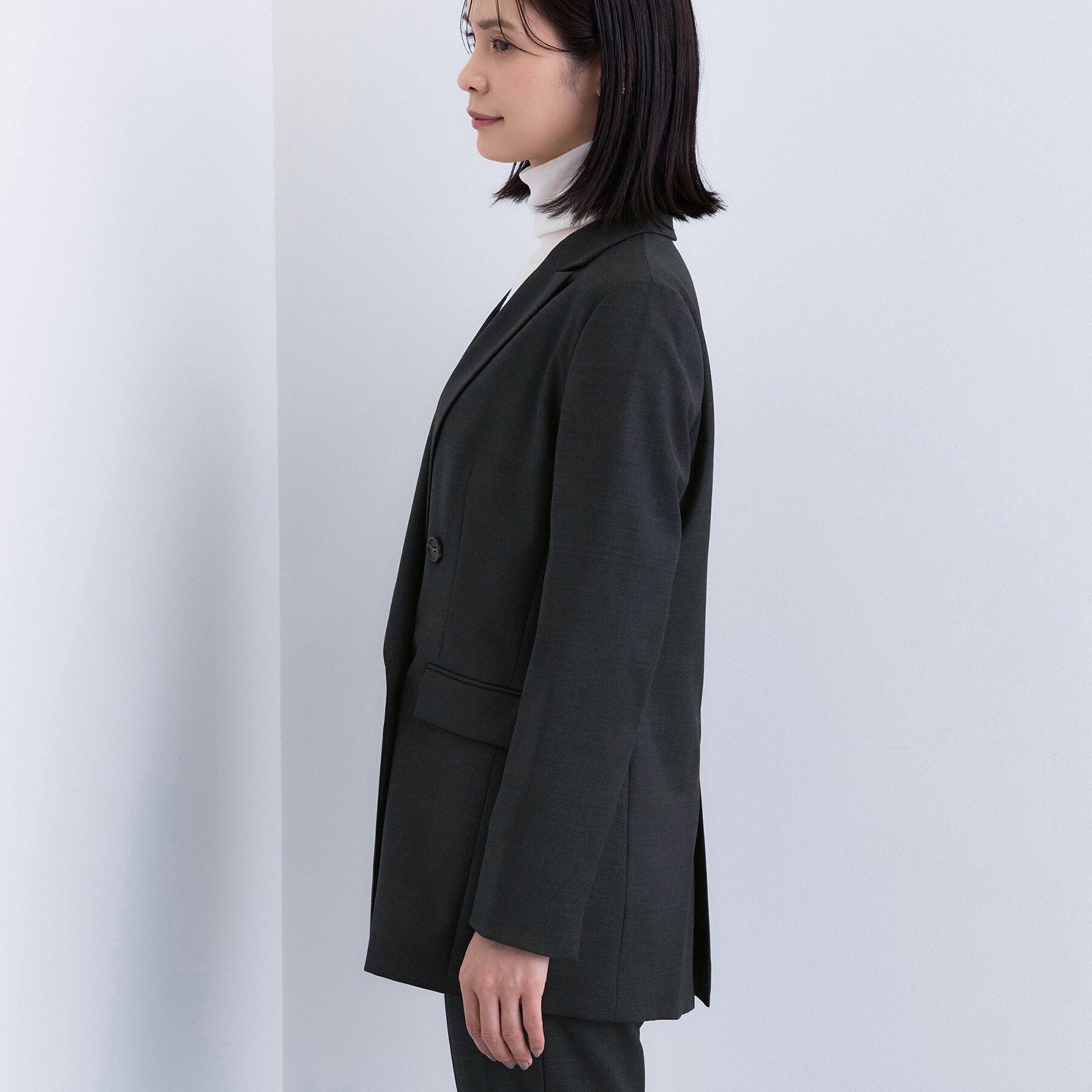INDIVI「【日本製／スーツ／通勤】シルクウールストレッチ ダブルジャケット」|テーラードジャケット|