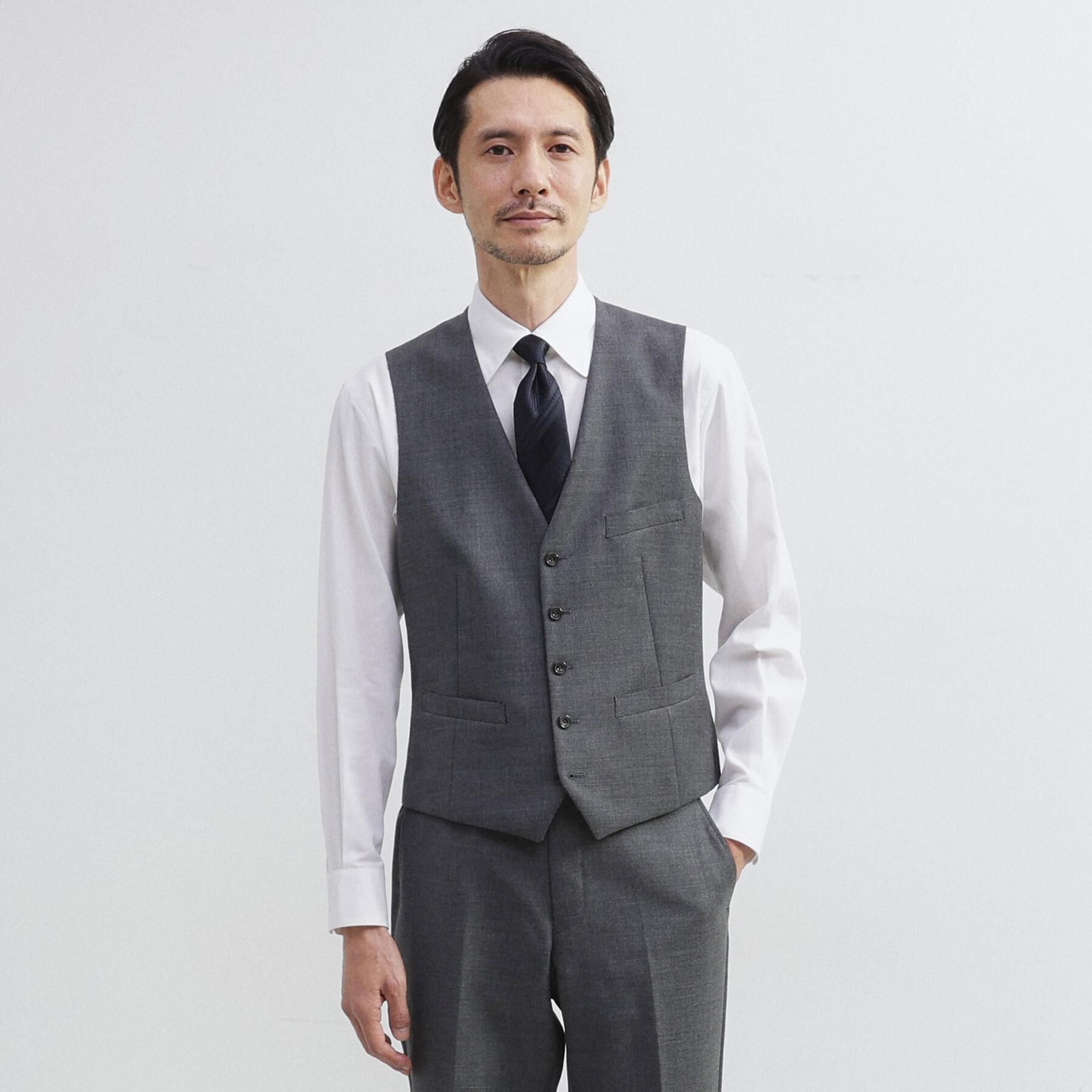 TAKEO KIKUCHI「【3ピース対応】シャイニーシャークピンヘッド ベスト」|スーツ|グレー(013)