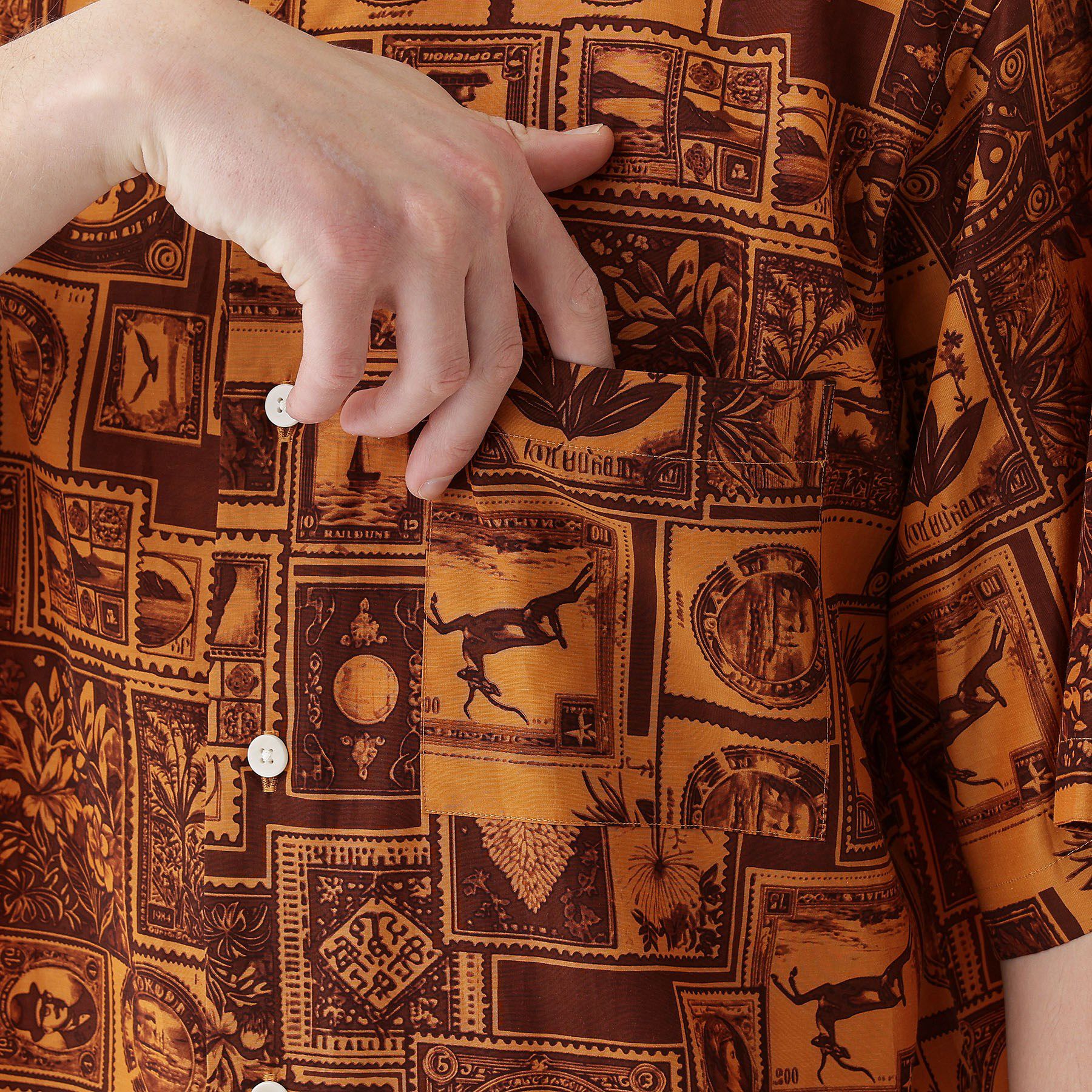 TAKEO KIKUCHI「【THE FLAGSHIP】アーカイブ切手柄半袖シャツ」|シャツ・ブラウス|