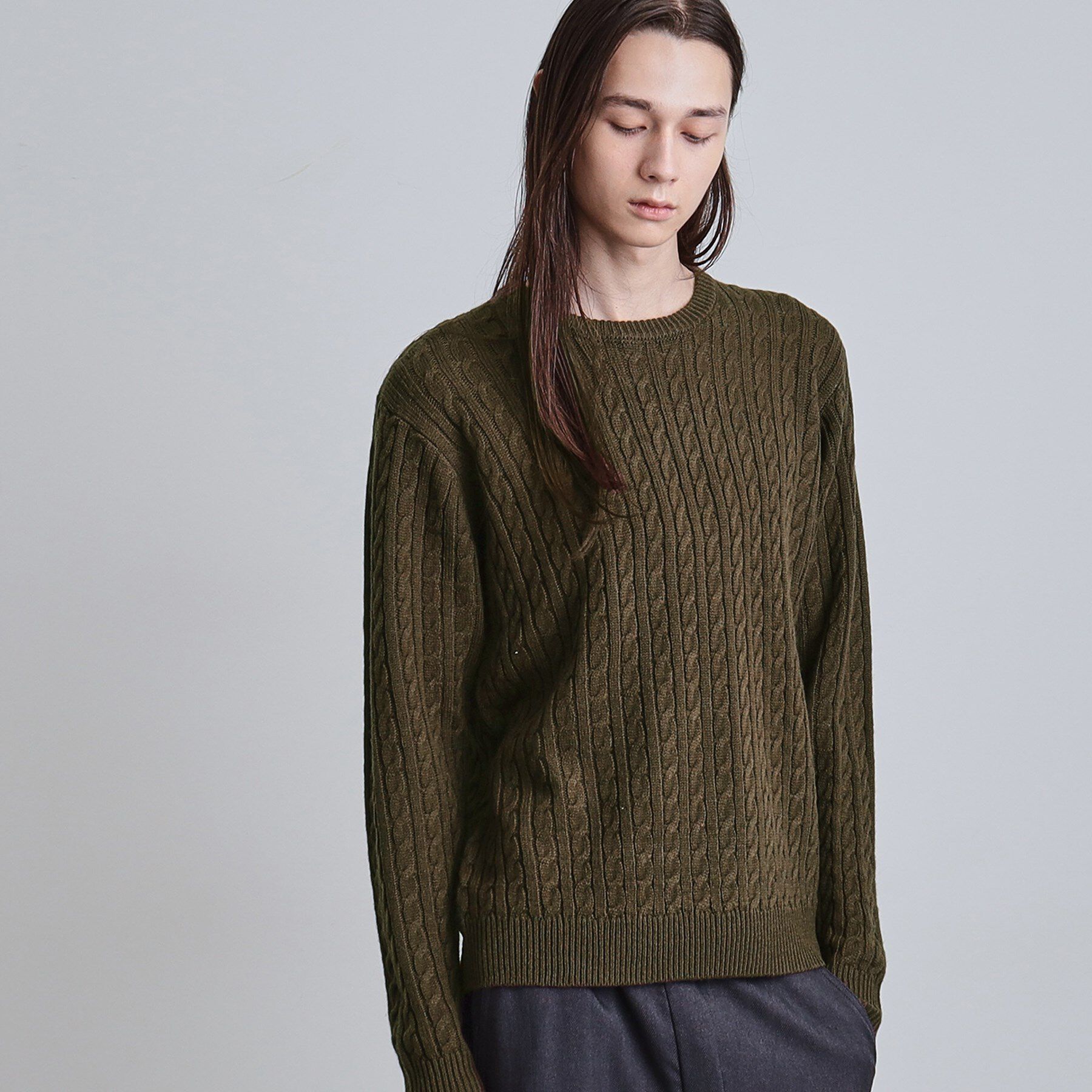 tk.TAKEO KIKUCHI「ケーブルクルーネックニット」|ニット・セーター|