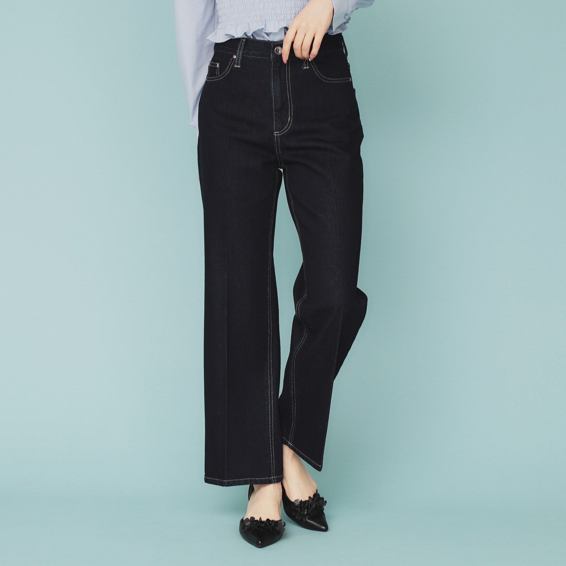 index「《丈が選べる》ストレートデニムパンツ【洗濯機洗い可】」|その他|ネイビー(094)