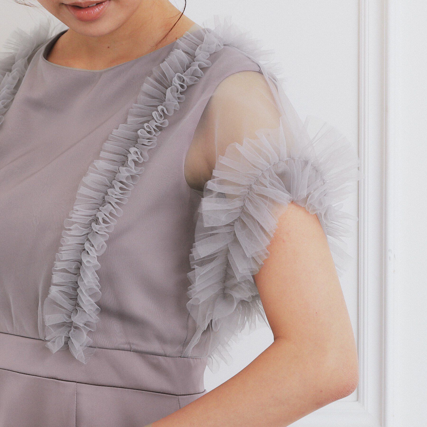 index「チュールフリルレイヤードサテンワンピース【洗濯機洗い可】」|ワンピース|