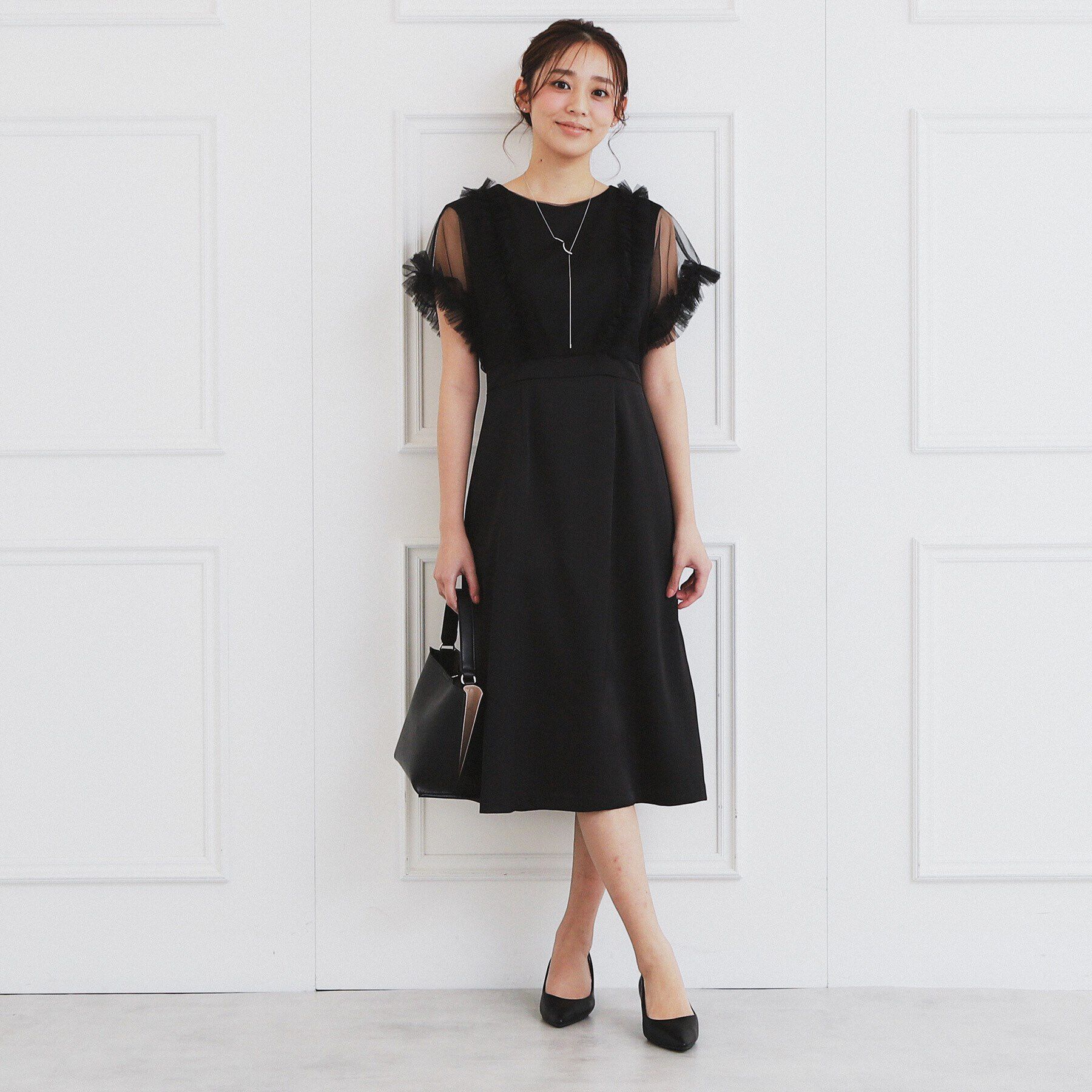 index「チュールフリルレイヤードサテンワンピース【洗濯機洗い可】」|ワンピース|