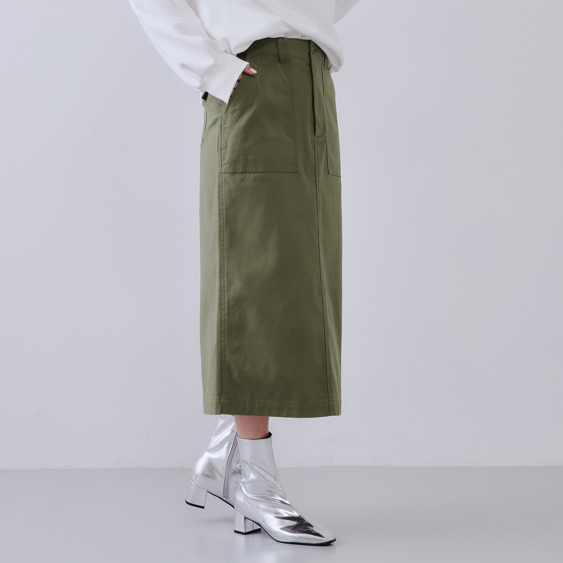 OPAQUE.CLIP「《S-LLsize》ストレッチベイカーナロースカート【洗濯機洗い可】」|スカート|