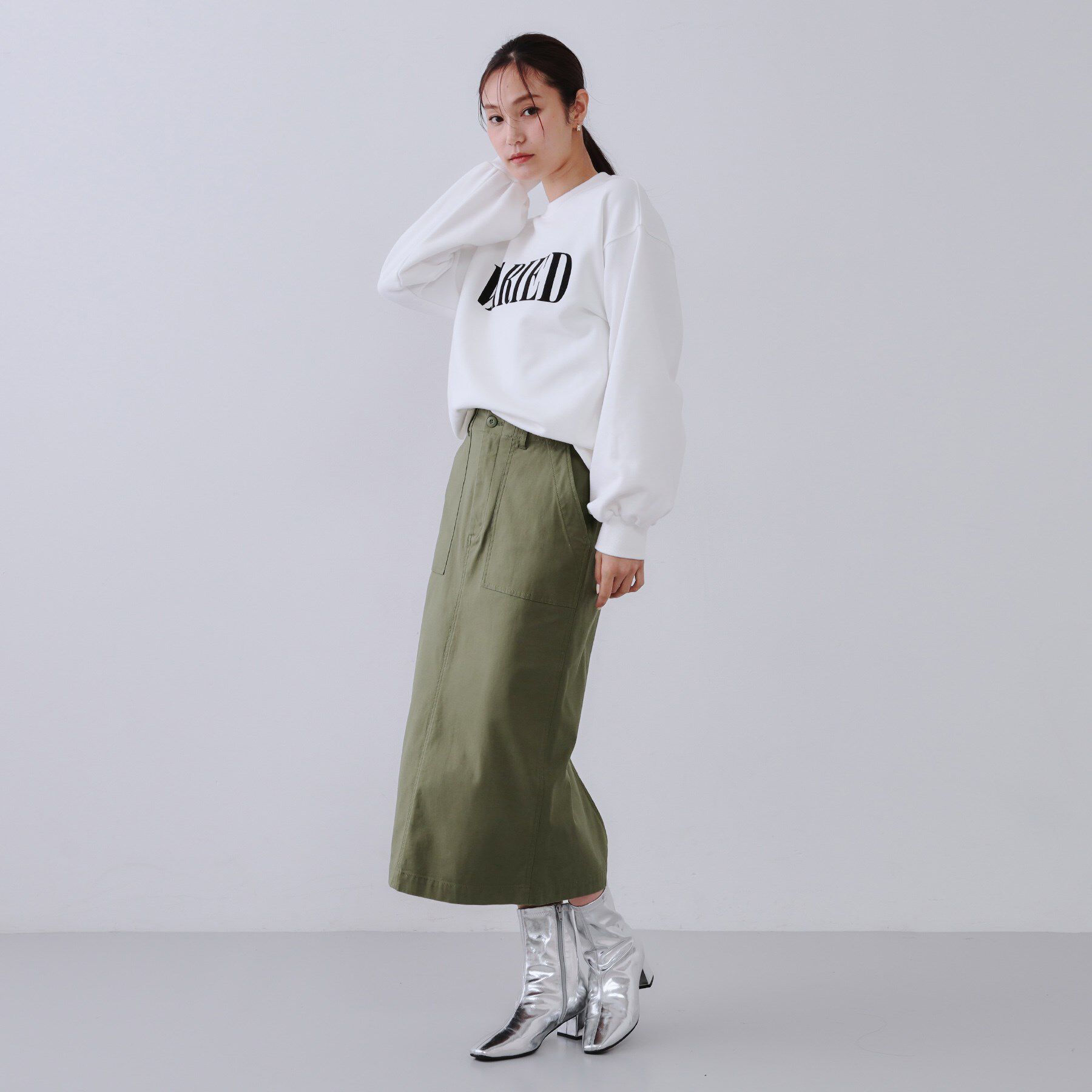 OPAQUE.CLIP「《S-LLsize》ストレッチベイカーナロースカート【洗濯機洗い可】」|スカート|