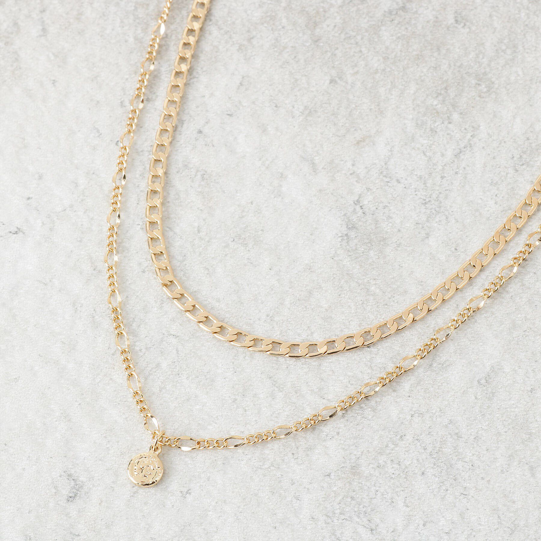 OPAQUE.CLIP「2連チェーンコインチャーム付ネックレス」|ネックレス|ゴールド(007)