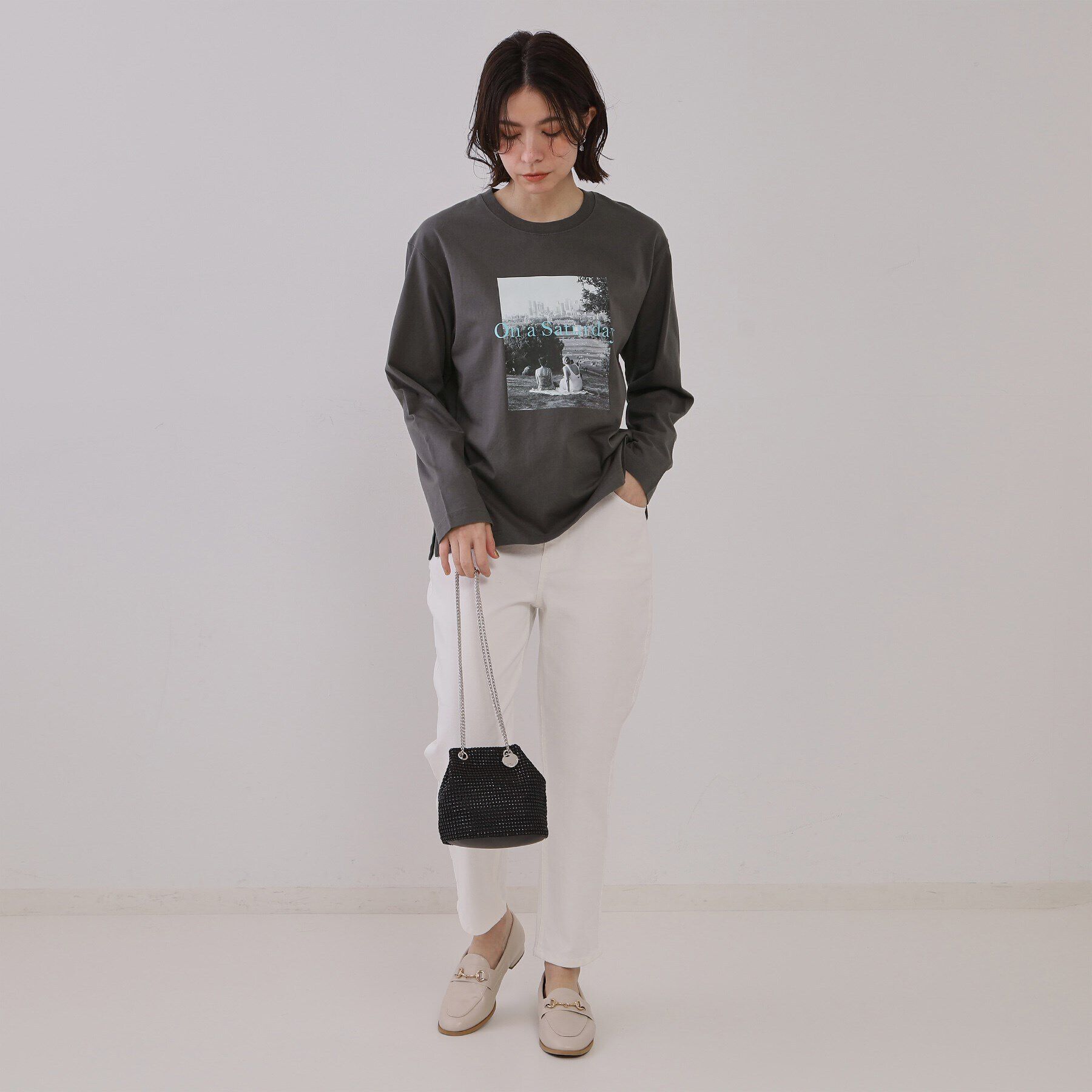 OPAQUE.CLIP「フォトプリントロングTシャツ【洗濯機洗い可】」|Tシャツ・カットソー|