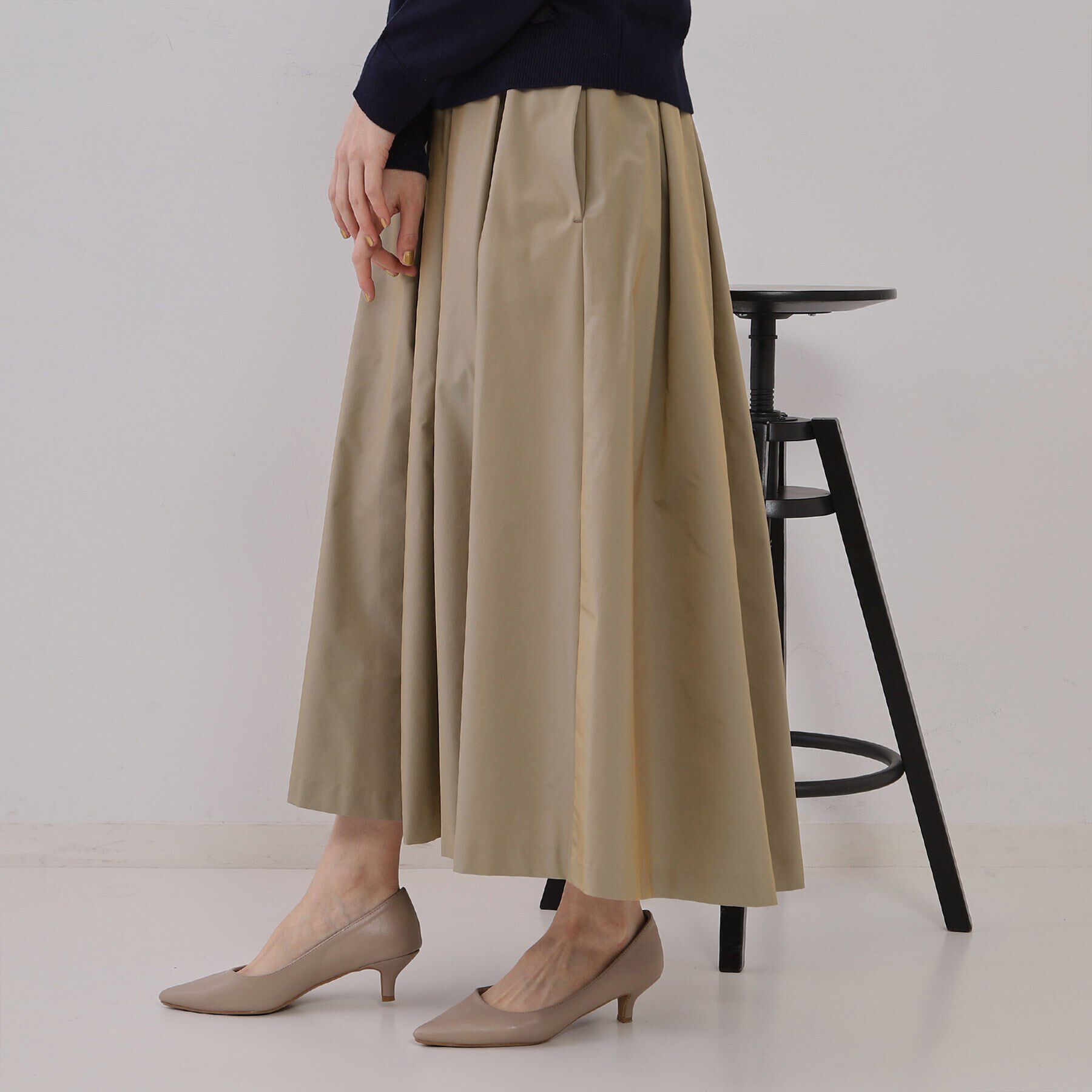 OPAQUE.CLIP「シャンブレータックフレアスカート【洗濯機洗い可】」|スカート|