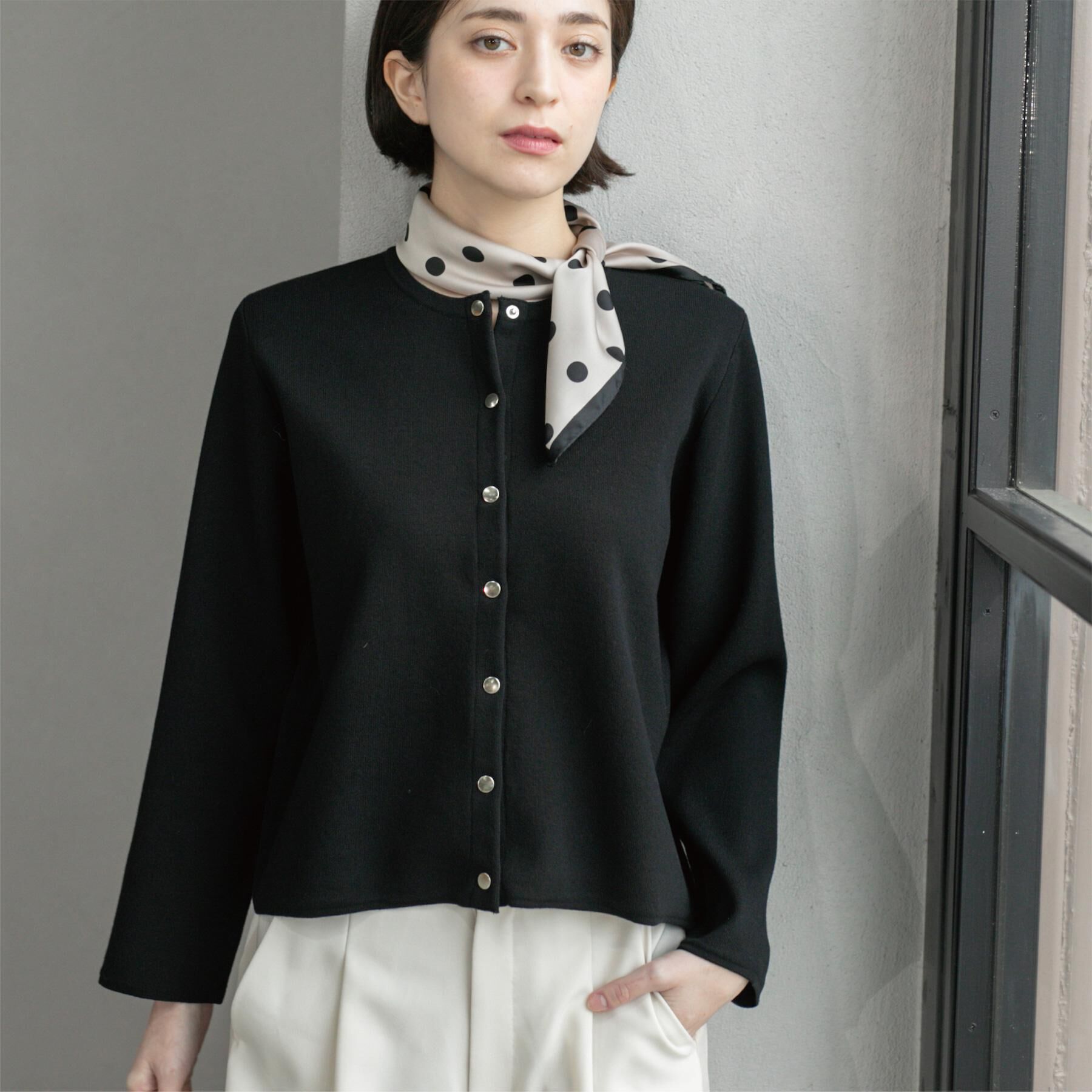 OPAQUE.CLIP「スナップボタンショートニットカーディガン【洗濯機洗い可】」|カーディガン|