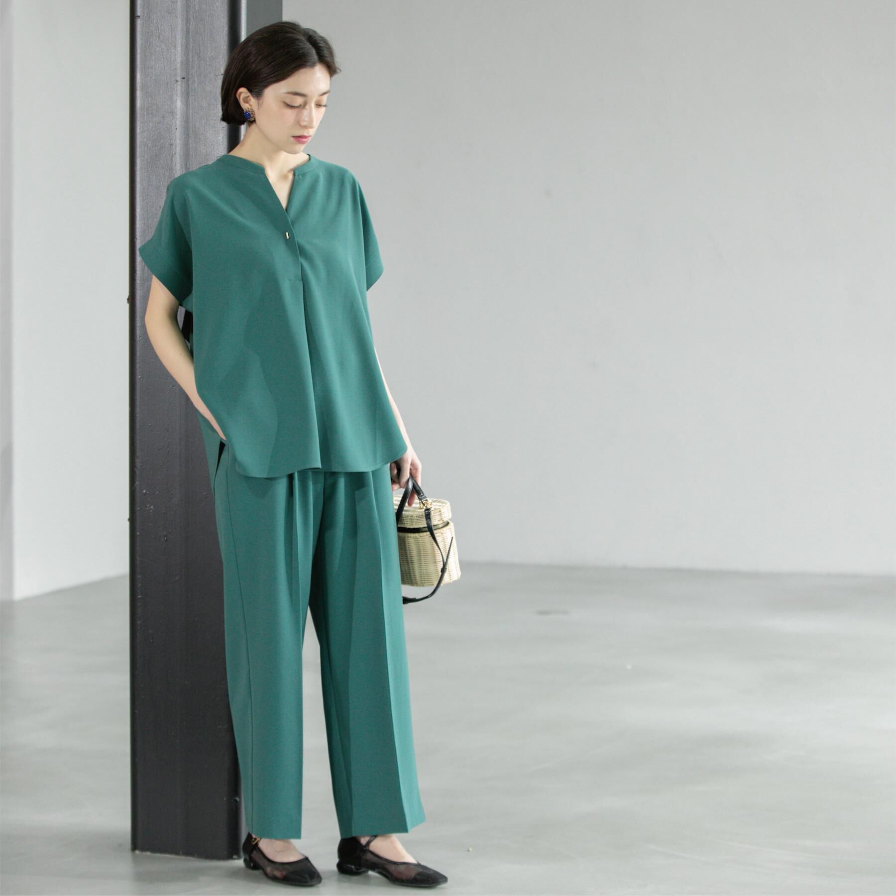 OPAQUE.CLIP「《6色展開/丈が選べる》美脚イージーワイドパンツ/セットアップ対応【ストレッチ/洗濯機洗い可/防シワ」|その他|