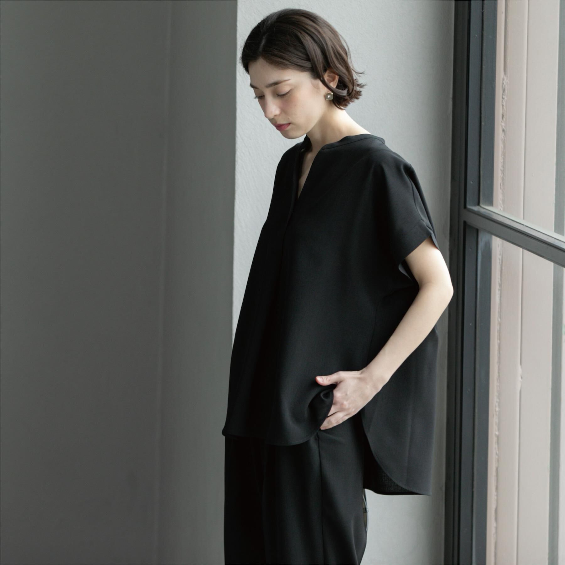 OPAQUE.CLIP「《7色展開/SS-LLサイズ》ストレッチスキッパーブラウス/セットアップ対応【洗濯機洗い可/防シワ】」|シャツ・ブラウス|