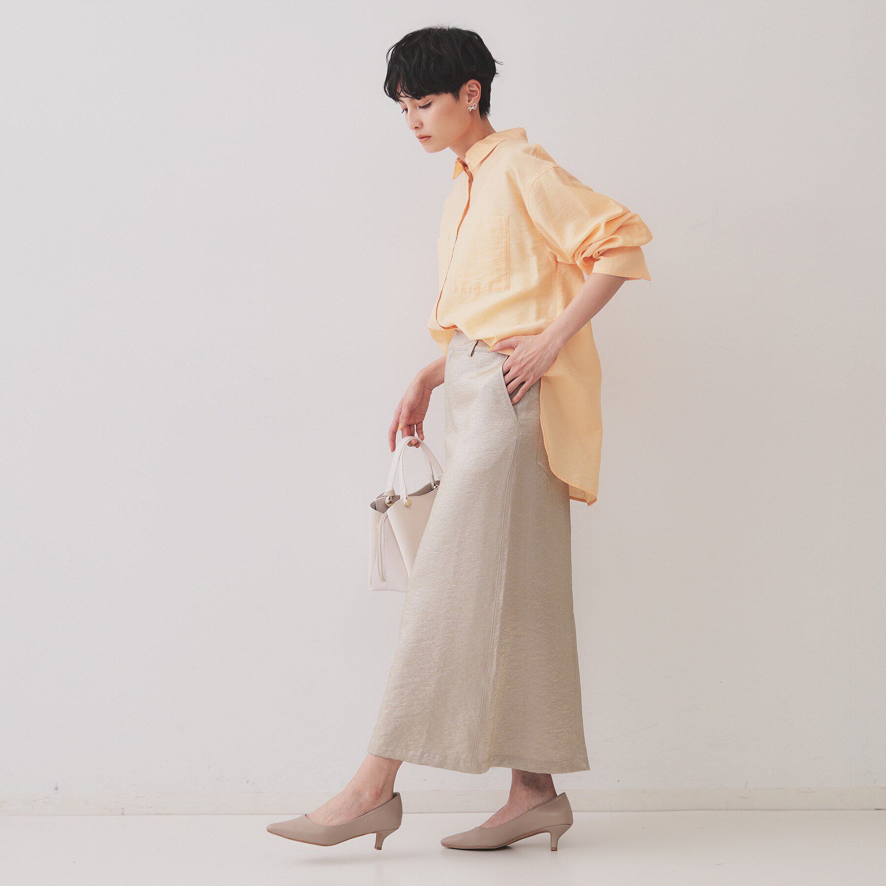 OPAQUE.CLIP「《andGIRL掲載》麻混シアーダブルポケットシャツ【洗濯機洗い可】」|シャツ・ブラウス|