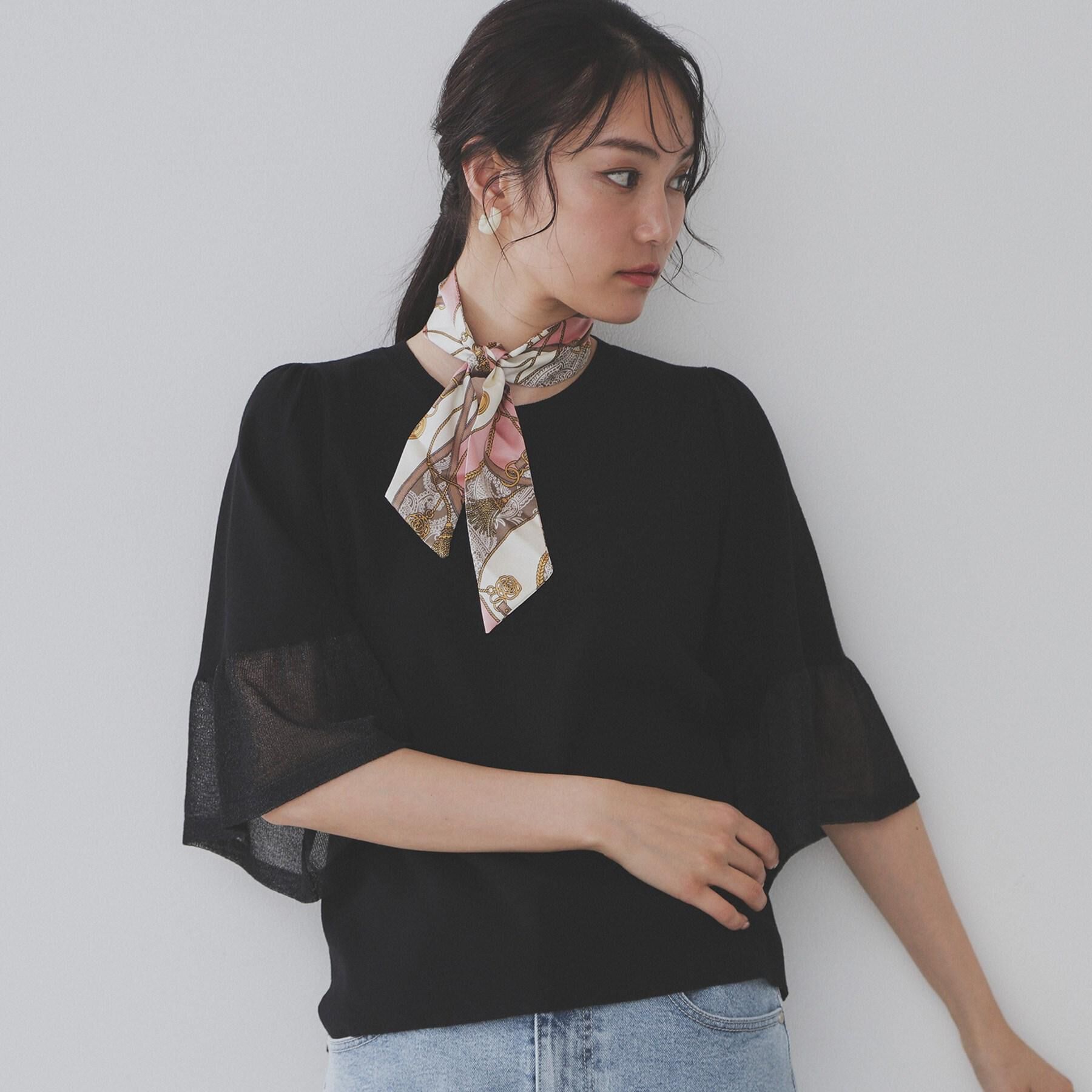 OPAQUE.CLIP「《5色展開》シアーフレアスリーブニット【洗濯機洗い可】」|ニット・セーター|