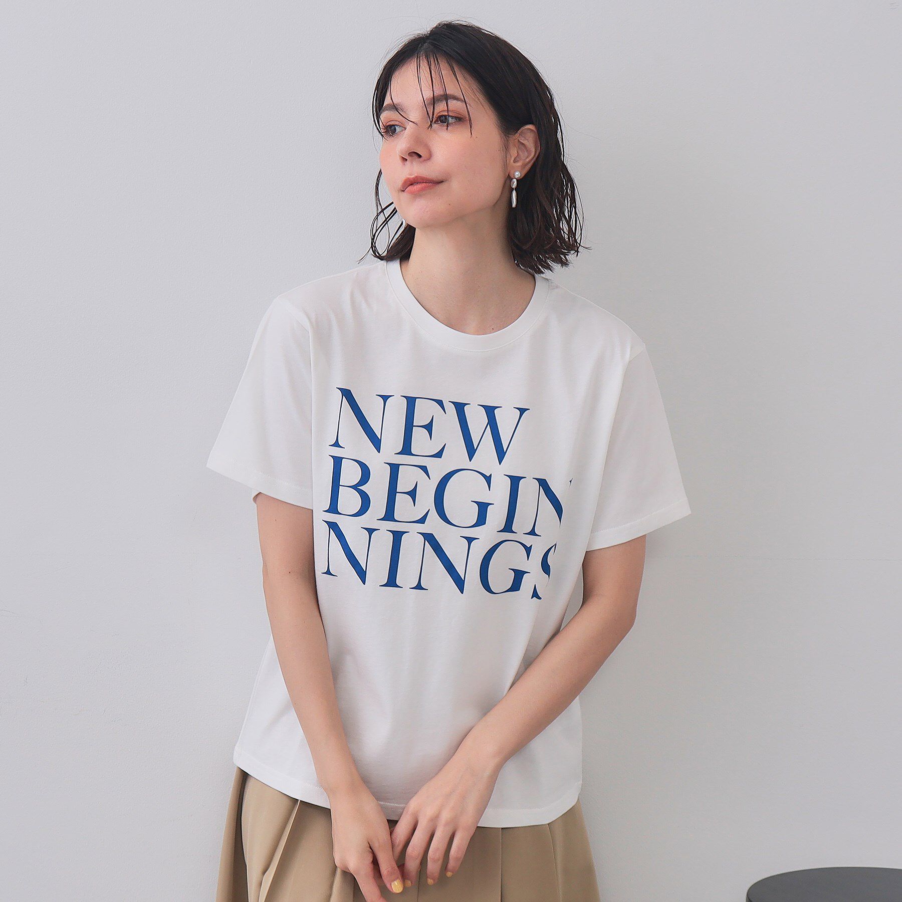 OPAQUE.CLIP「BIGロゴTシャツ【洗濯機洗い可】」|Tシャツ・カットソー|ホワイト(001)