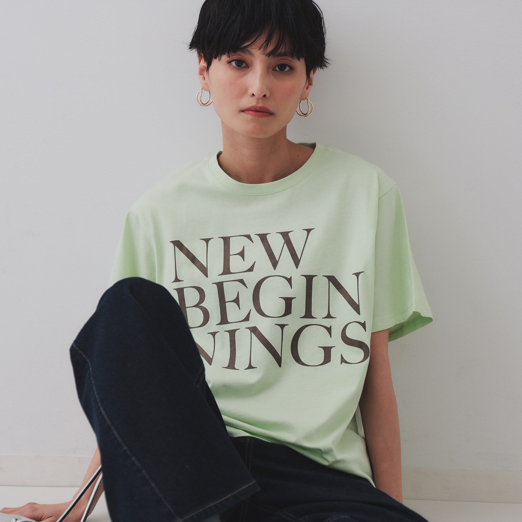 OPAQUE.CLIP「BIGロゴTシャツ【洗濯機洗い可】」|Tシャツ・カットソー|ライトグリーン(02