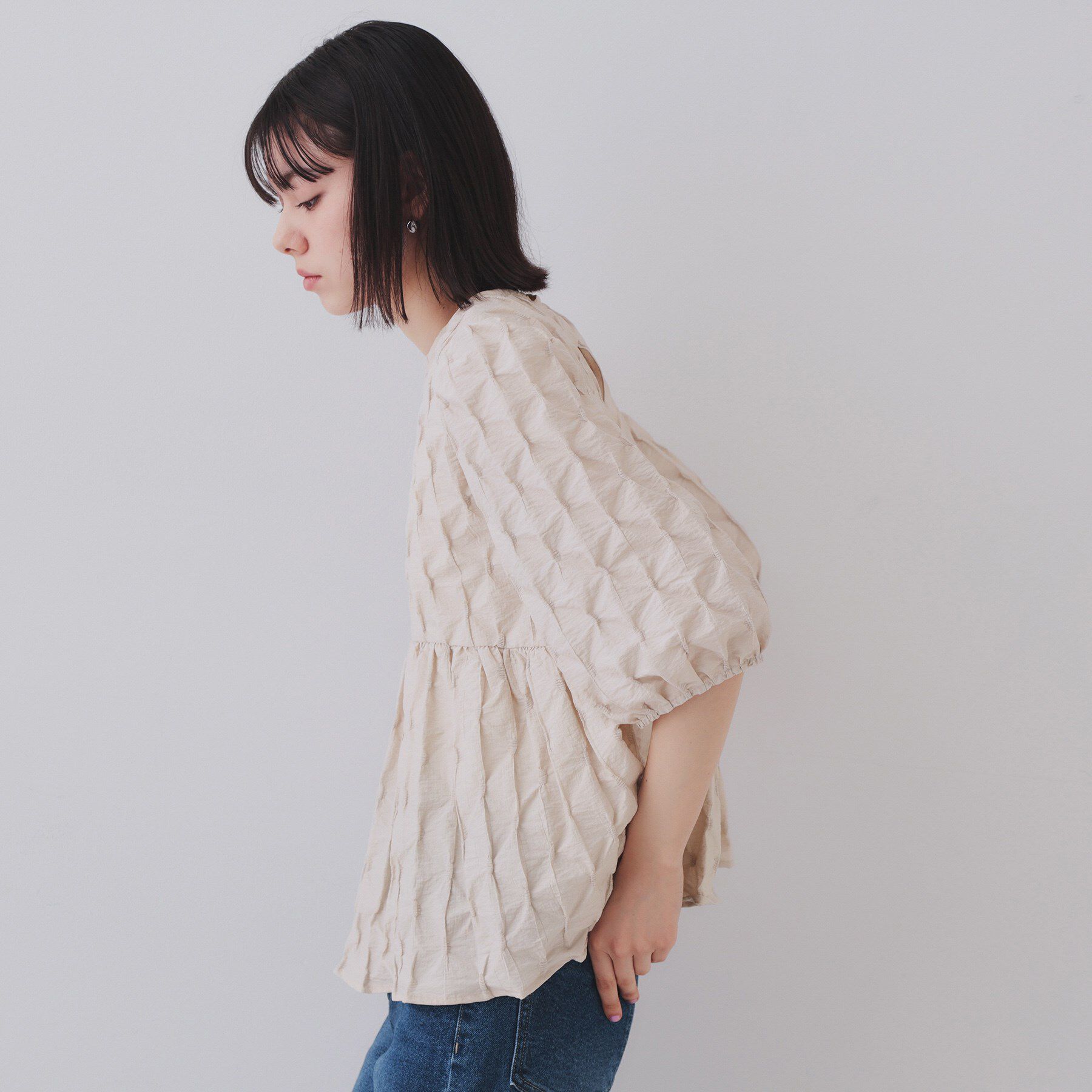 OPAQUE.CLIP「ふくれジャカードペプラムブラウス【洗濯機洗い可】」|シャツ・ブラウス|