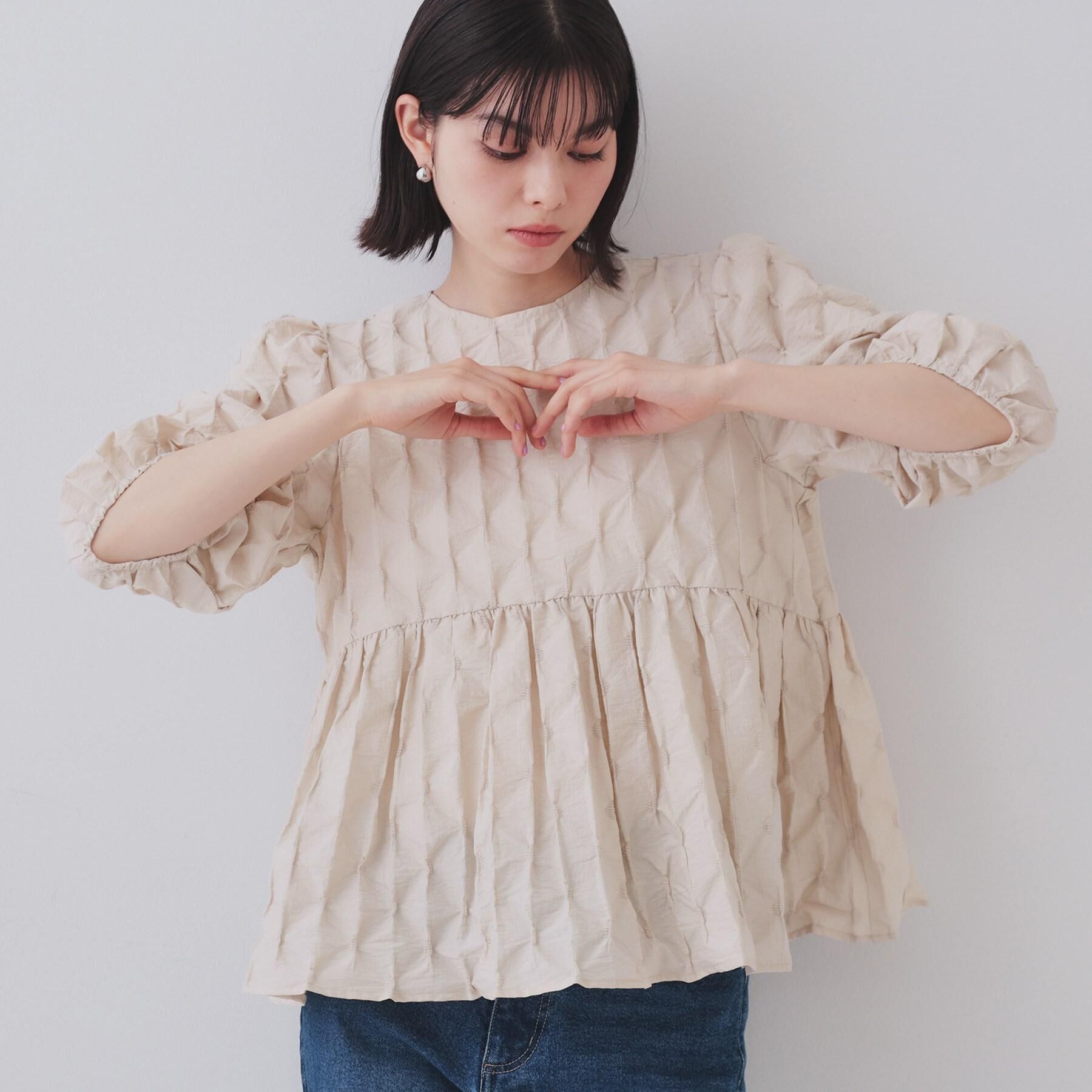 OPAQUE.CLIP「ふくれジャカードペプラムブラウス【洗濯機洗い可】」|シャツ・ブラウス|