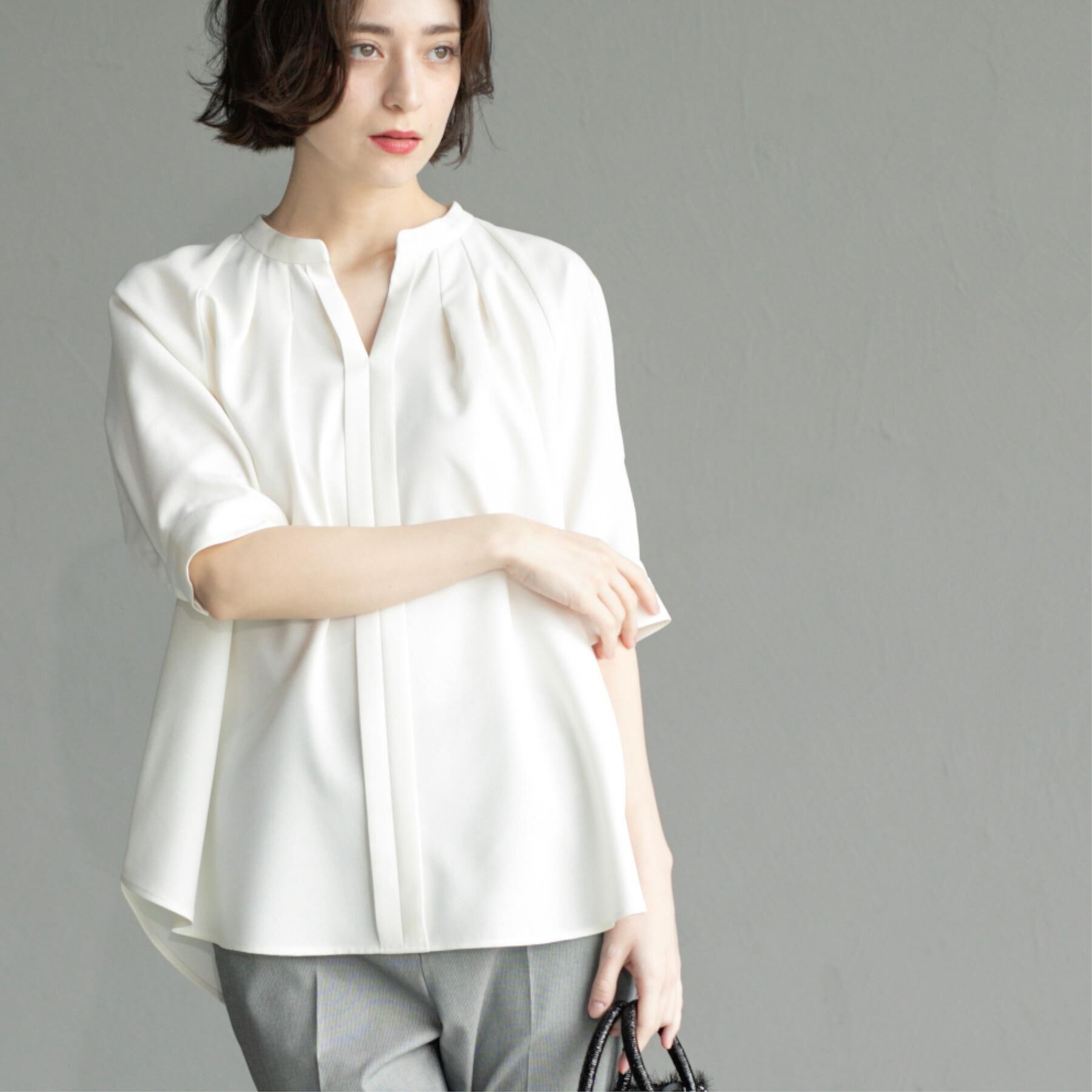 OPAQUE.CLIP「タックスキッパーブラウス【洗濯機洗い可】」|シャツ・ブラウス|