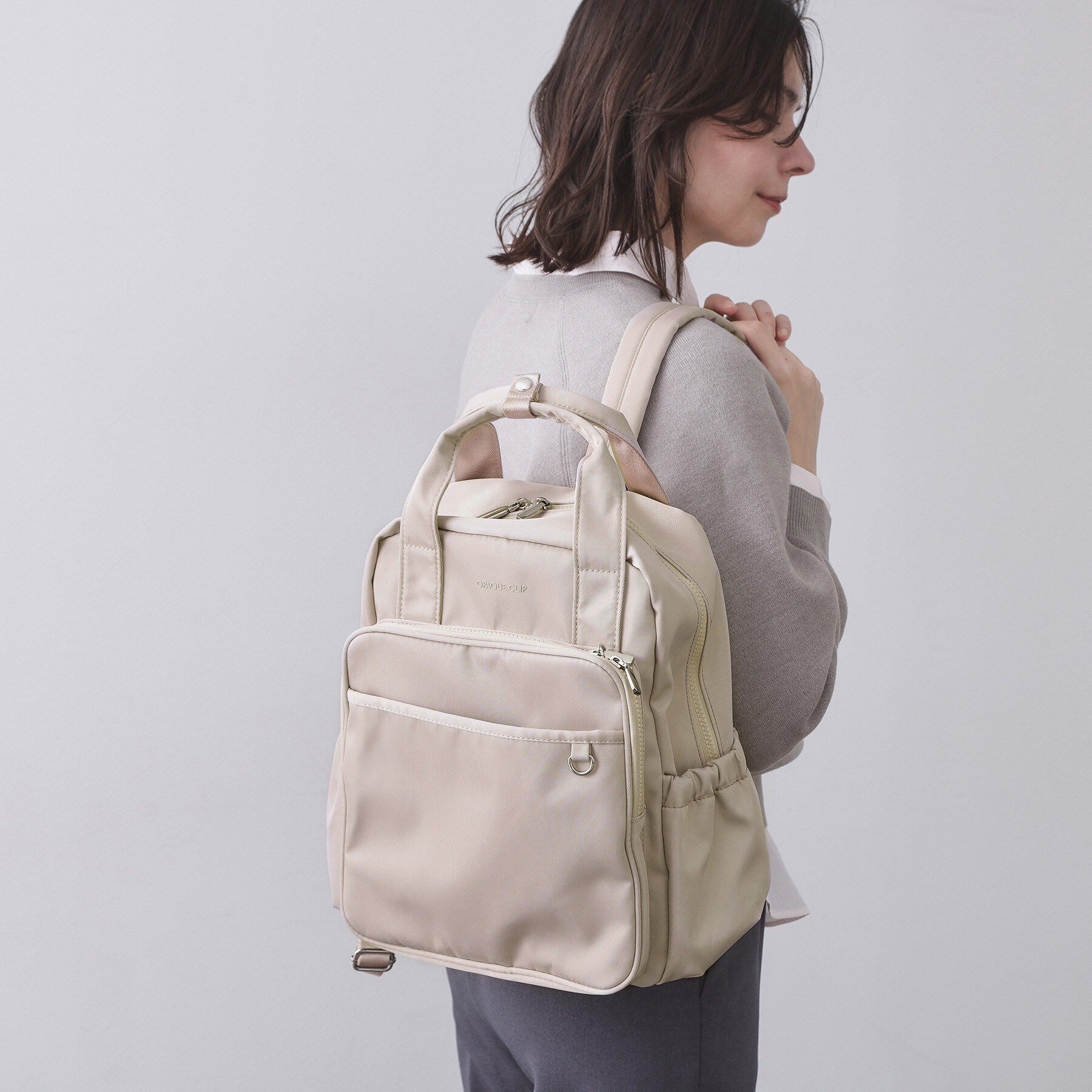 OPAQUE.CLIP「フロントポケットデザインリュック【2WAY／マルチポケット】」|リュック|ベージュ(052)