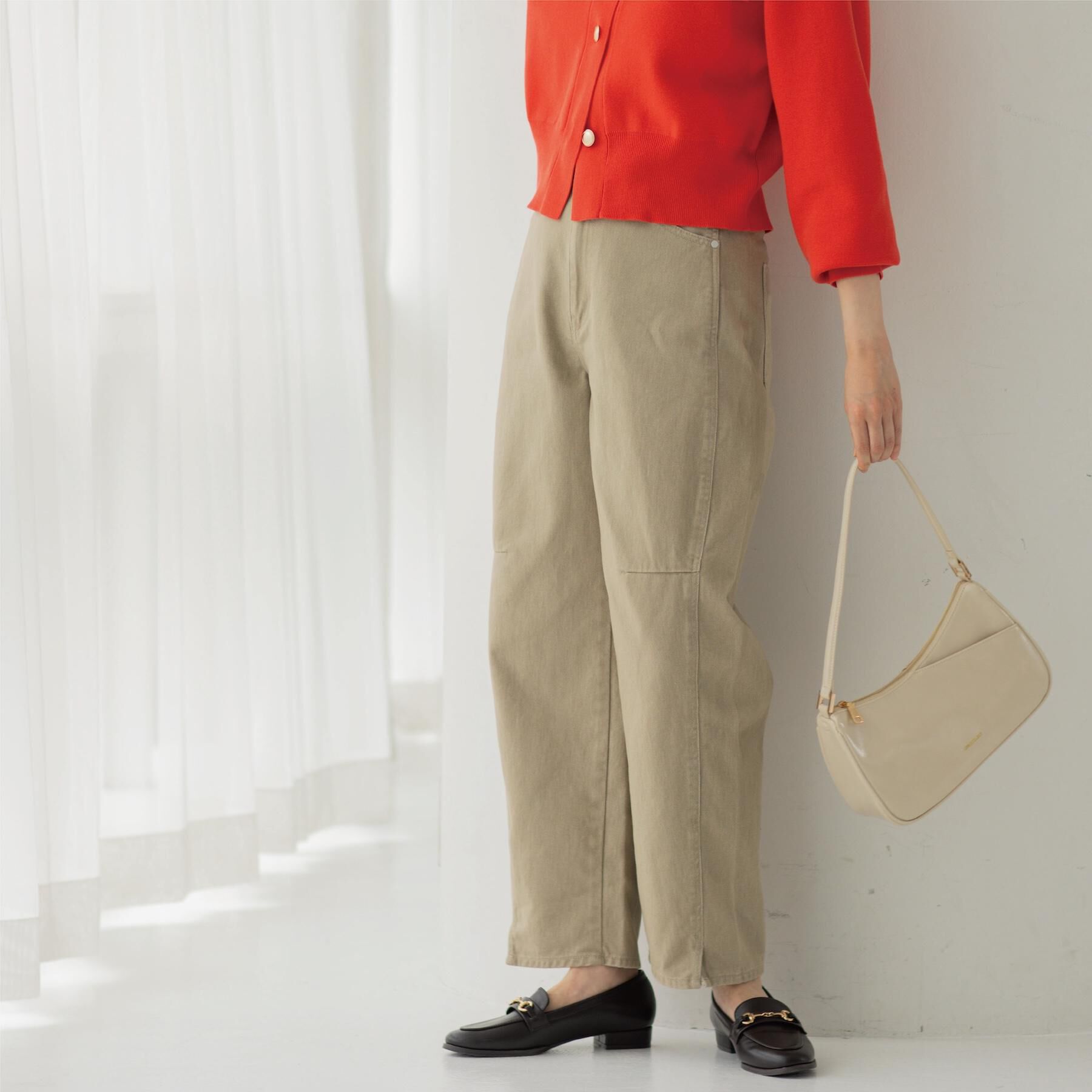 OPAQUE.CLIP「カーブシルエットカラーデニム【洗濯機OK】」|デニム|ベージュ(052)