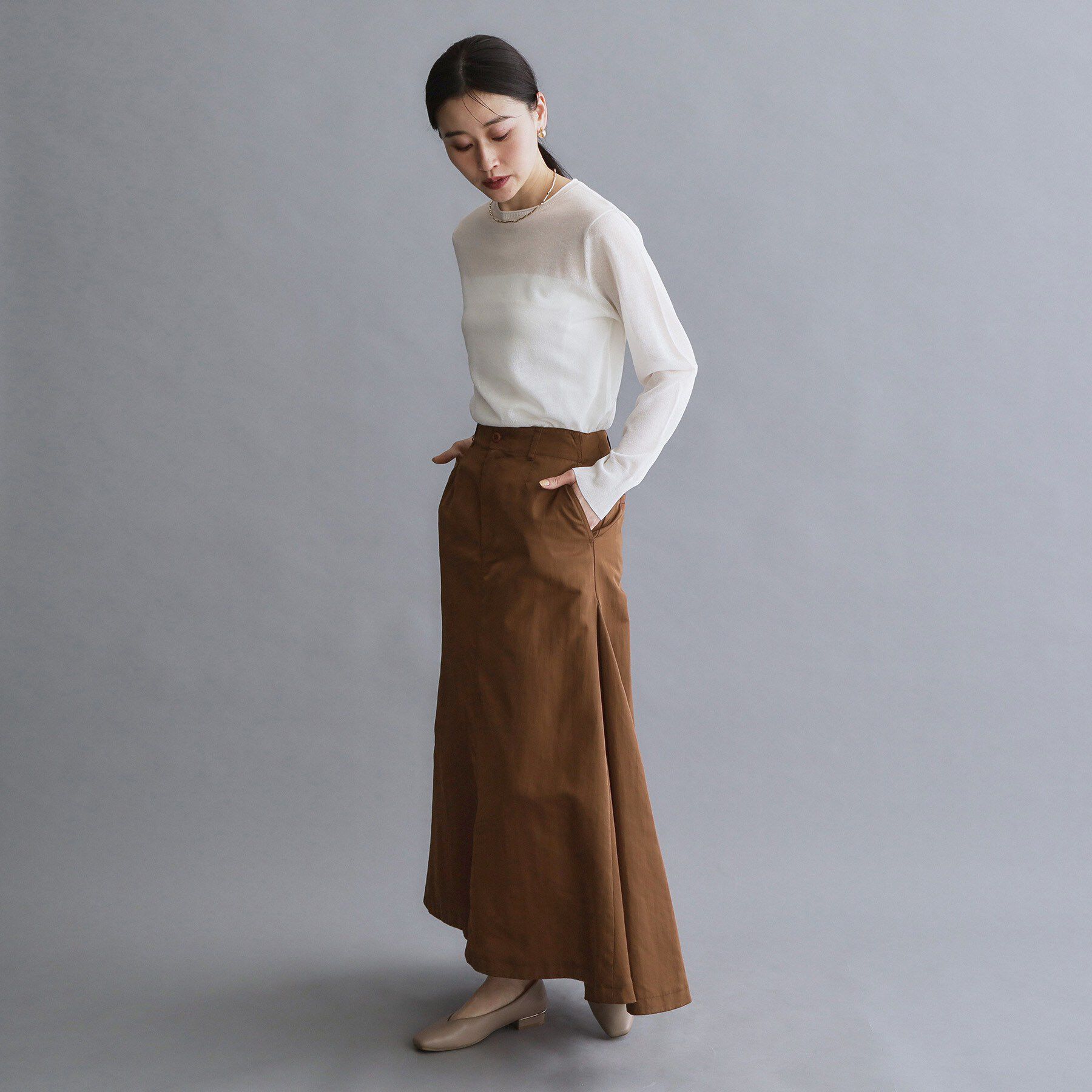 OPAQUE.CLIP「【es】サーキュラーロングフレアスカート【洗濯機OK】」|スカート|