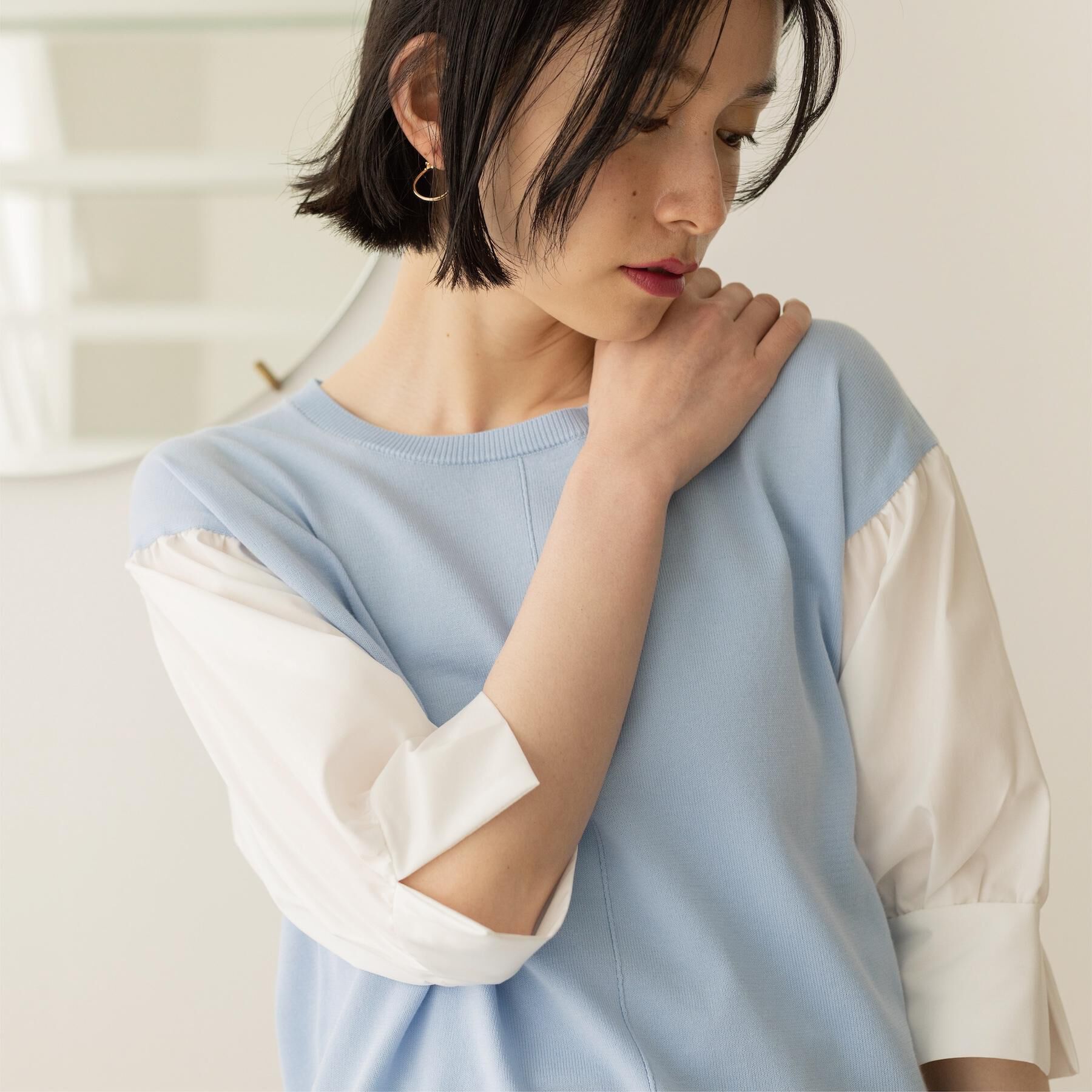 OPAQUE.CLIP「ボリュームスリーブドッキングニット」|ニット・セーター|