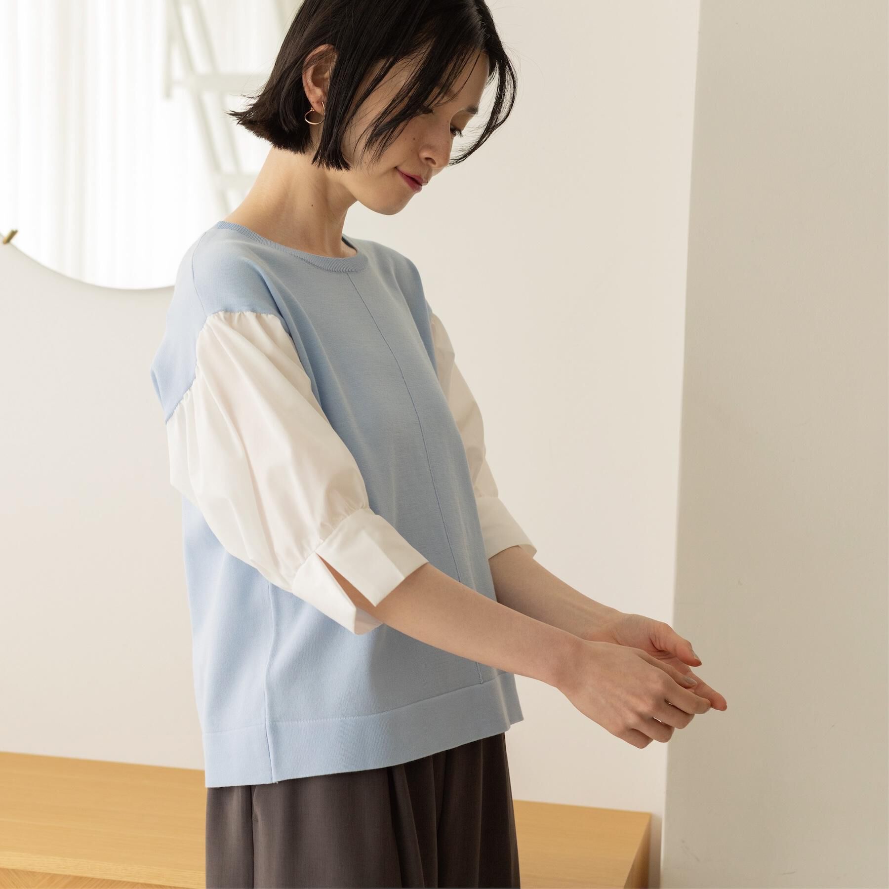 OPAQUE.CLIP「ボリュームスリーブドッキングニット」|ニット・セーター|