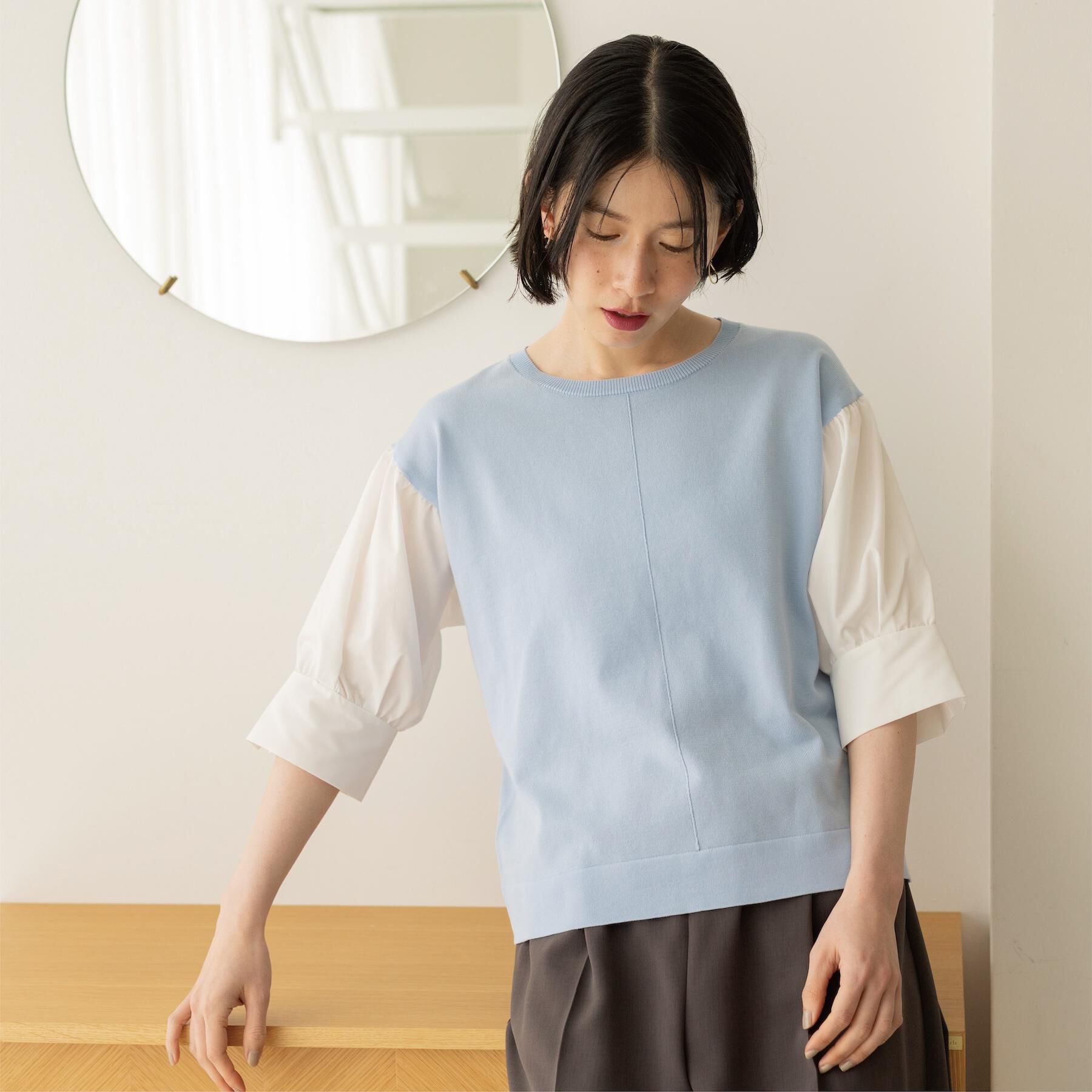 OPAQUE.CLIP「ボリュームスリーブドッキングニット」|ニット・セーター|