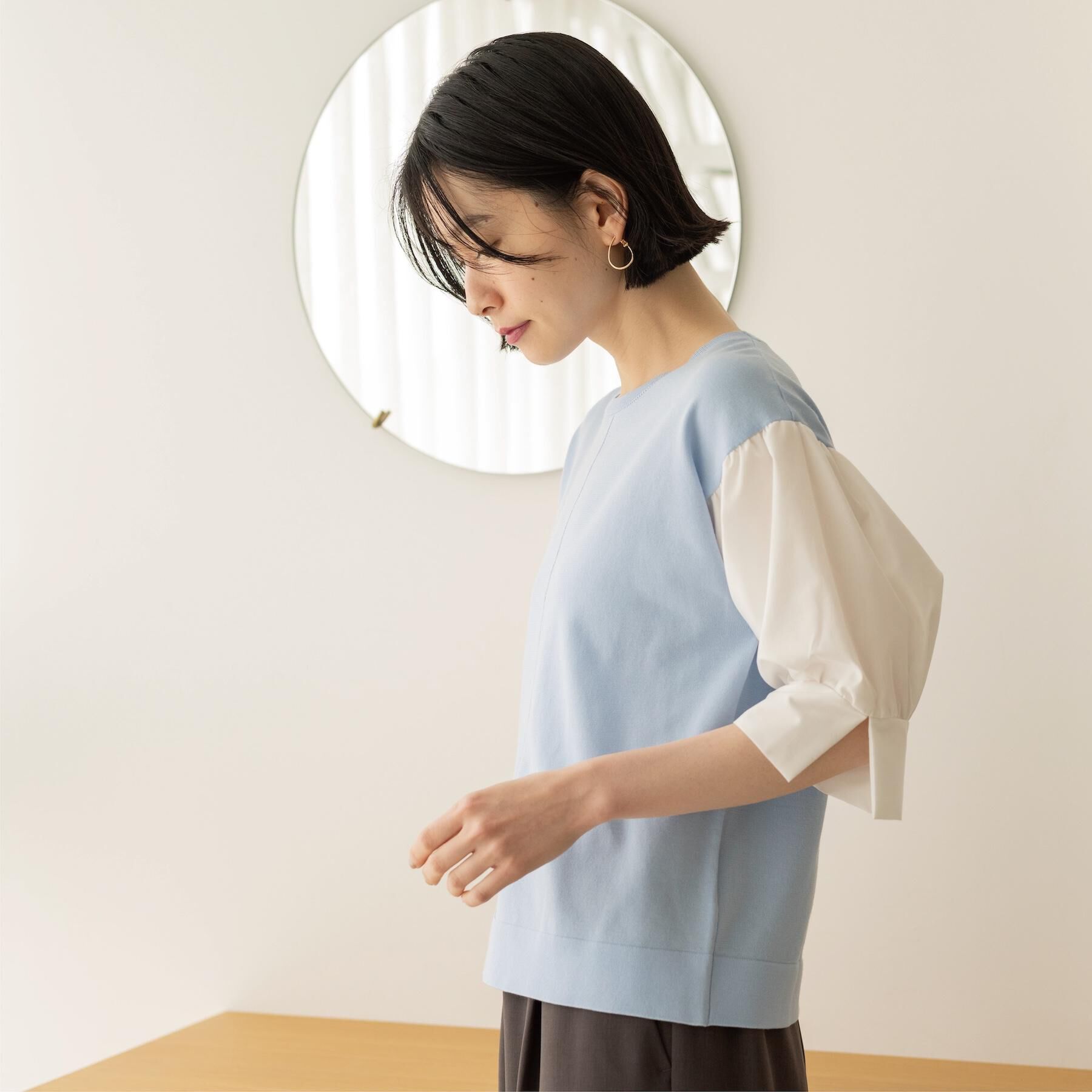 OPAQUE.CLIP「ボリュームスリーブドッキングニット」|ニット・セーター|