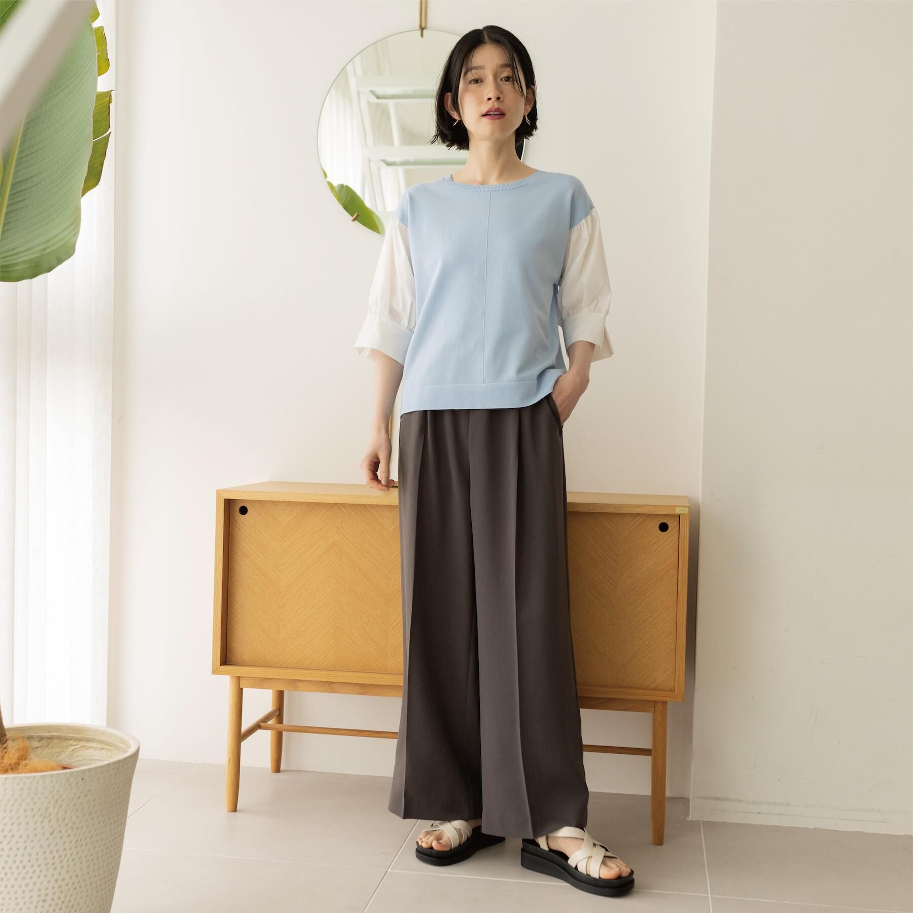 OPAQUE.CLIP「ボリュームスリーブドッキングニット」|ニット・セーター|