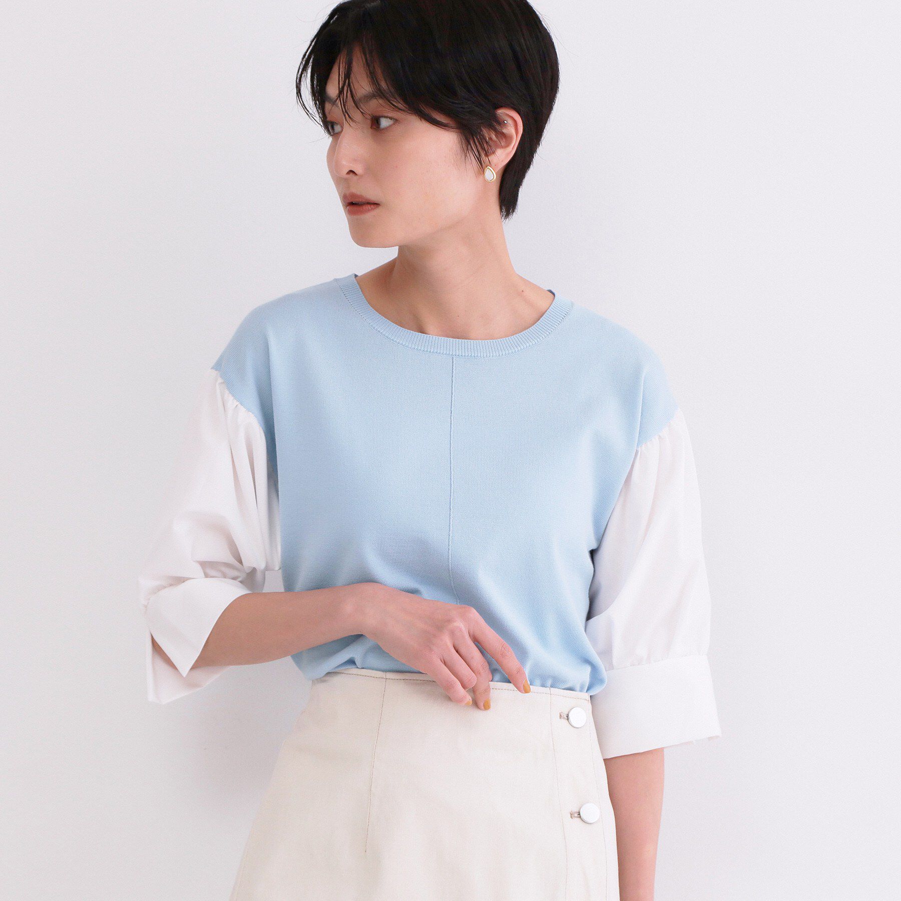 OPAQUE.CLIP「ボリュームスリーブドッキングニット」|ニット・セーター|