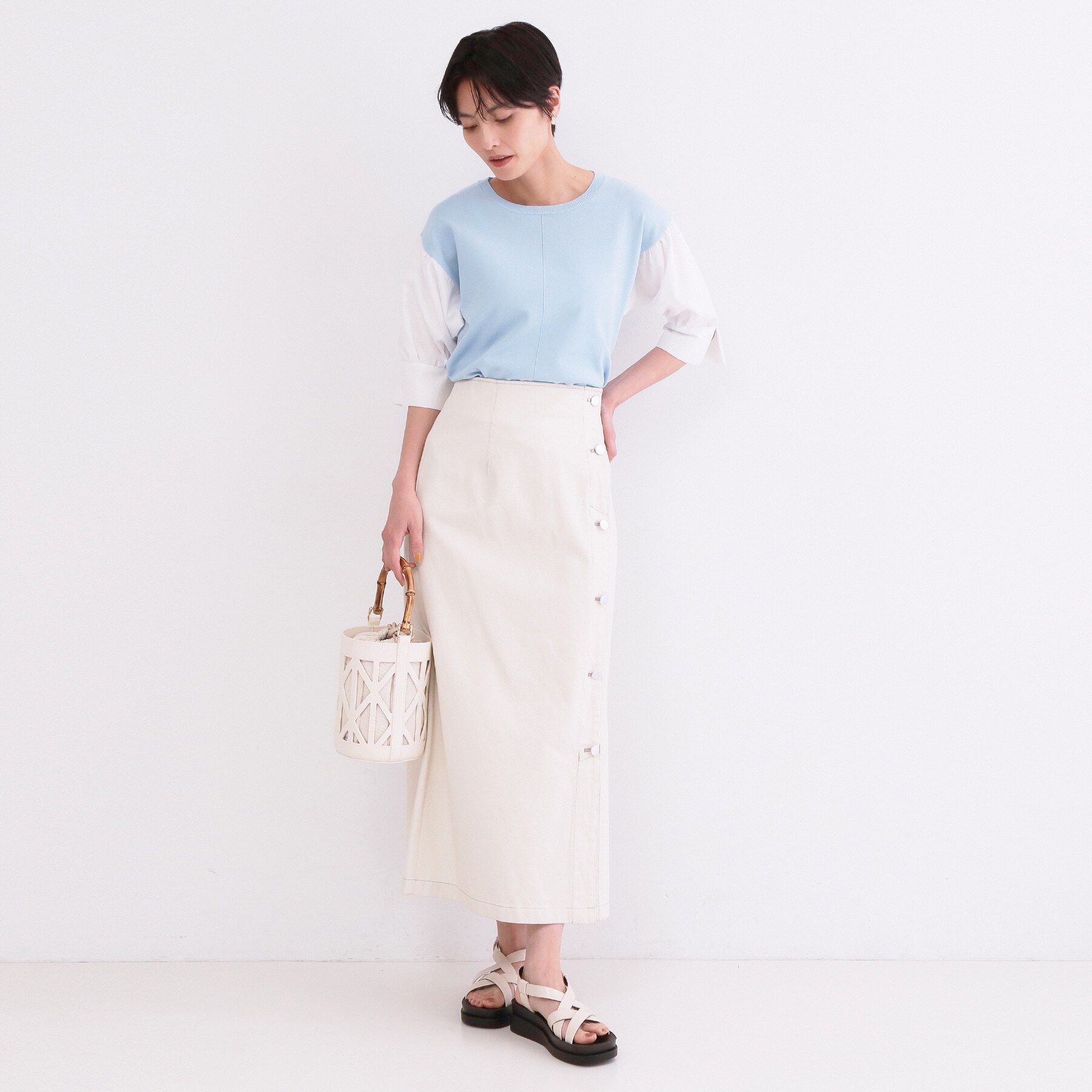 OPAQUE.CLIP「ボリュームスリーブドッキングニット」|ニット・セーター|