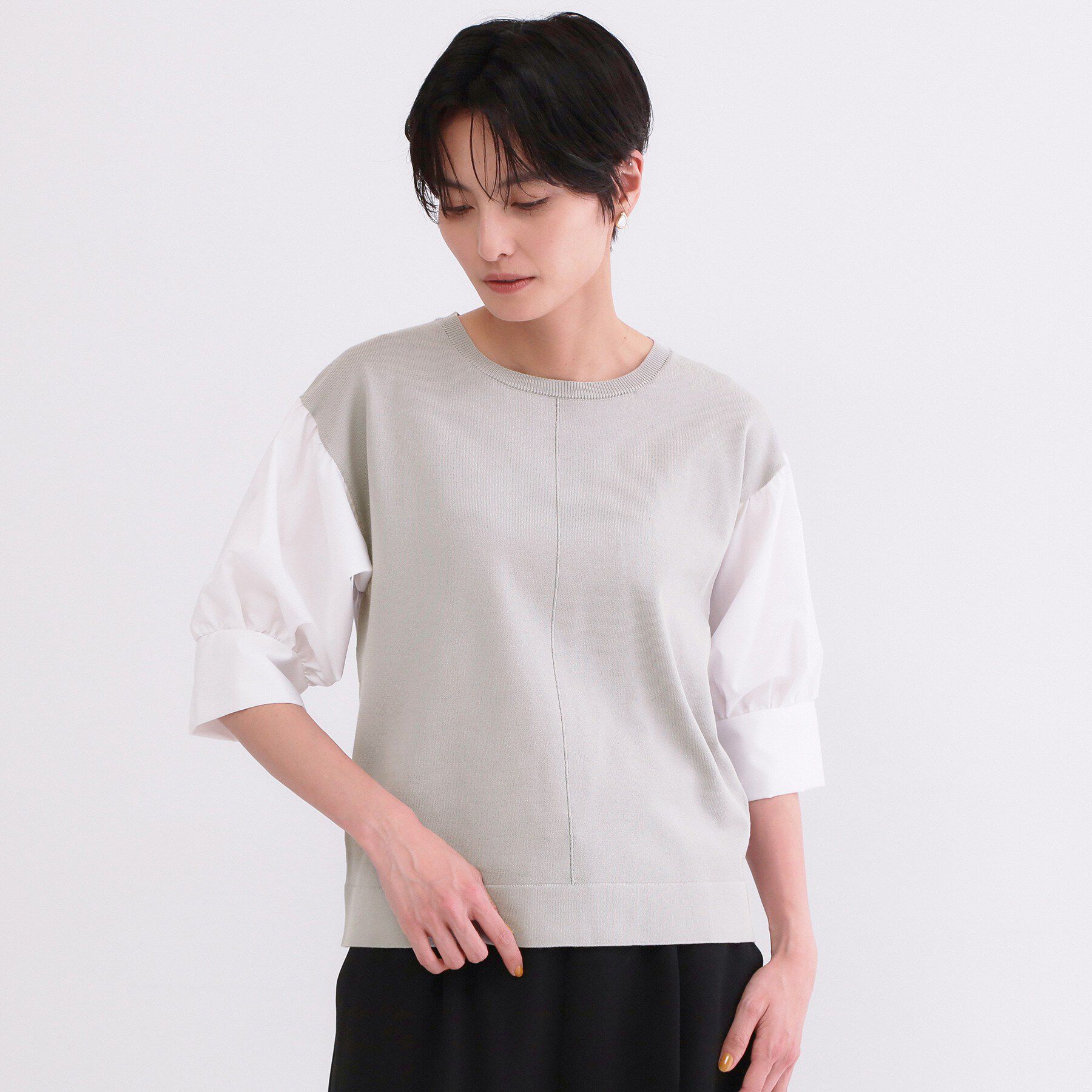 OPAQUE.CLIP「ボリュームスリーブドッキングニット」|ニット・セーター|