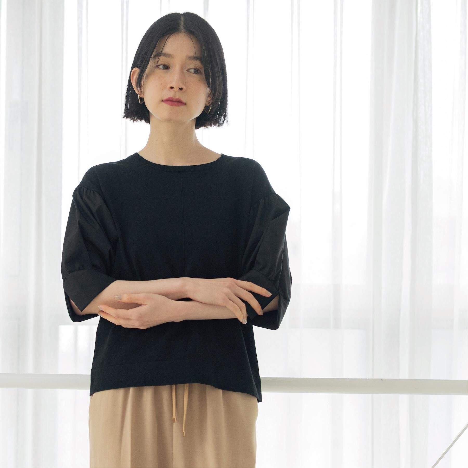 OPAQUE.CLIP「ボリュームスリーブドッキングニット」|ニット・セーター|