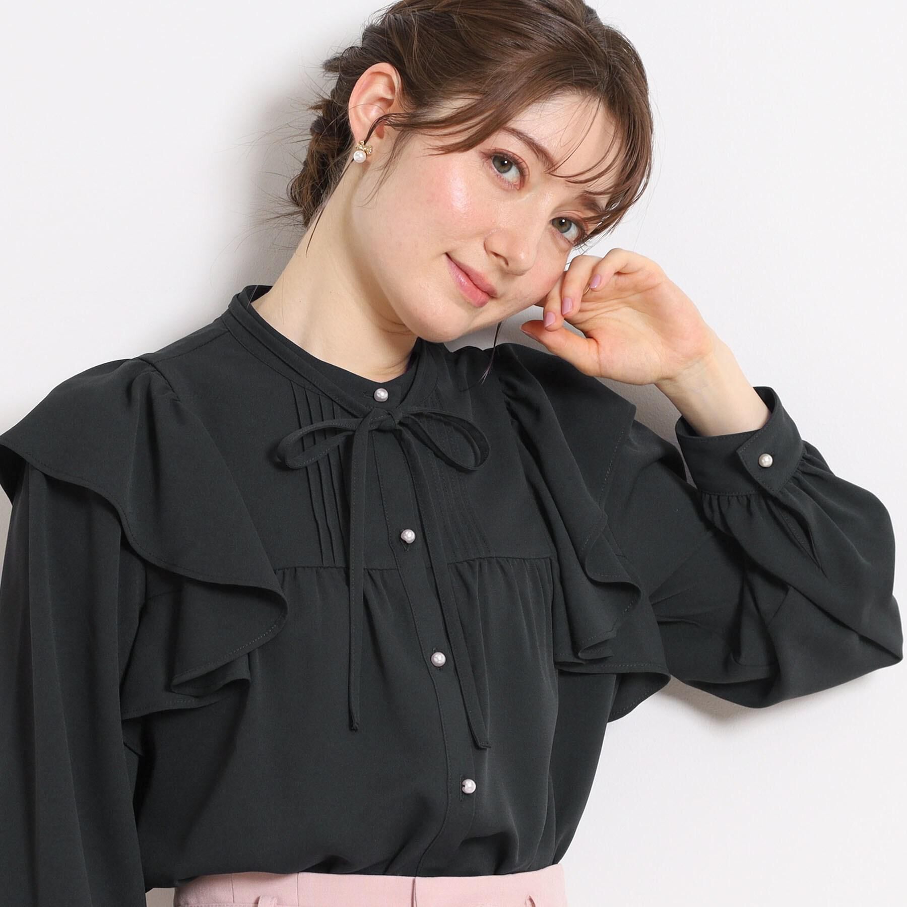 Couture broach「【洗える・リボン取り外し可】フリルジョーゼットブラウス」|シャツ・ブラウス|