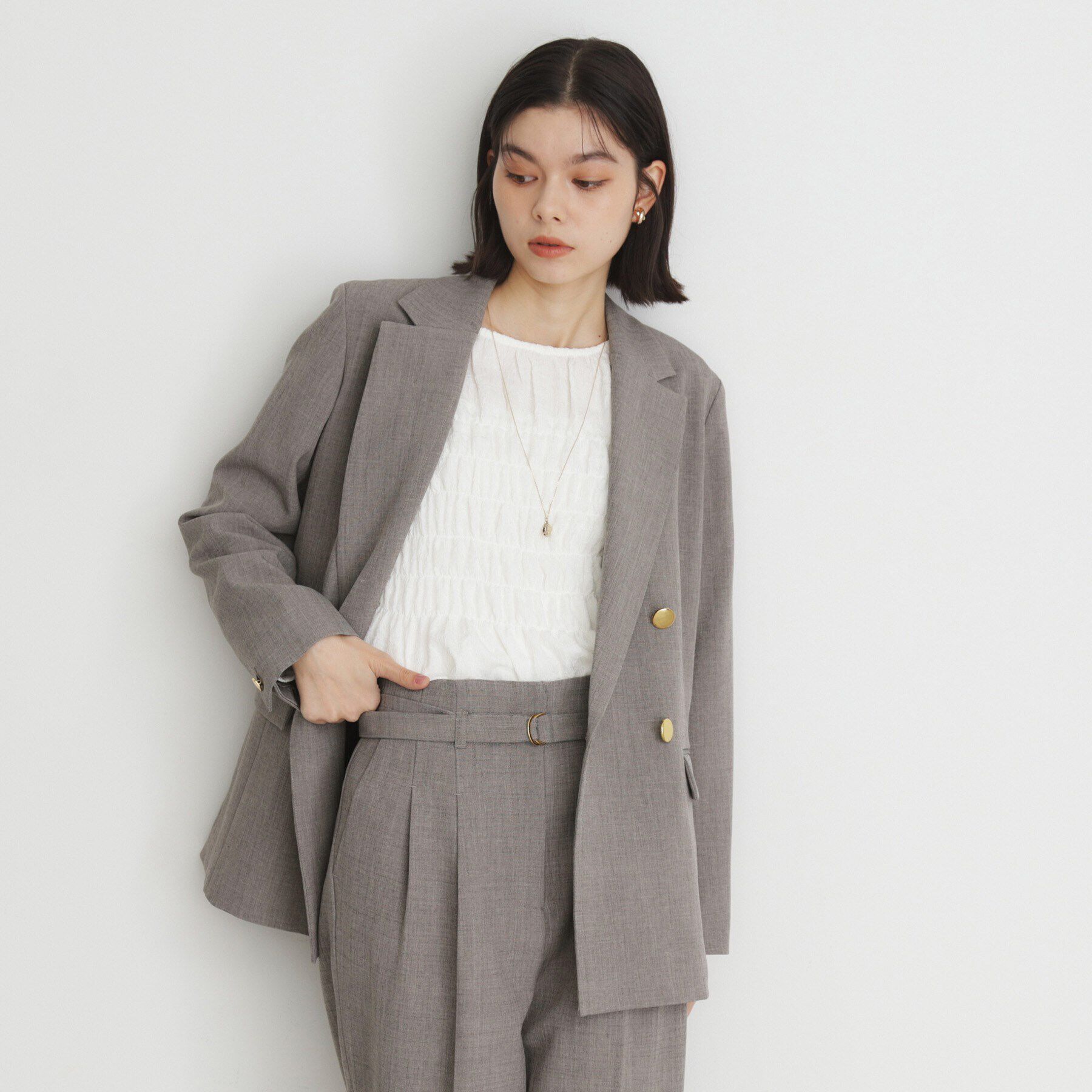 THE SHOP TK「【ONOFF活躍／セレモニー／通勤】CAVIAN Wブレストジャケット／洗える」|テーラードジャケット|チャコールグレー(0