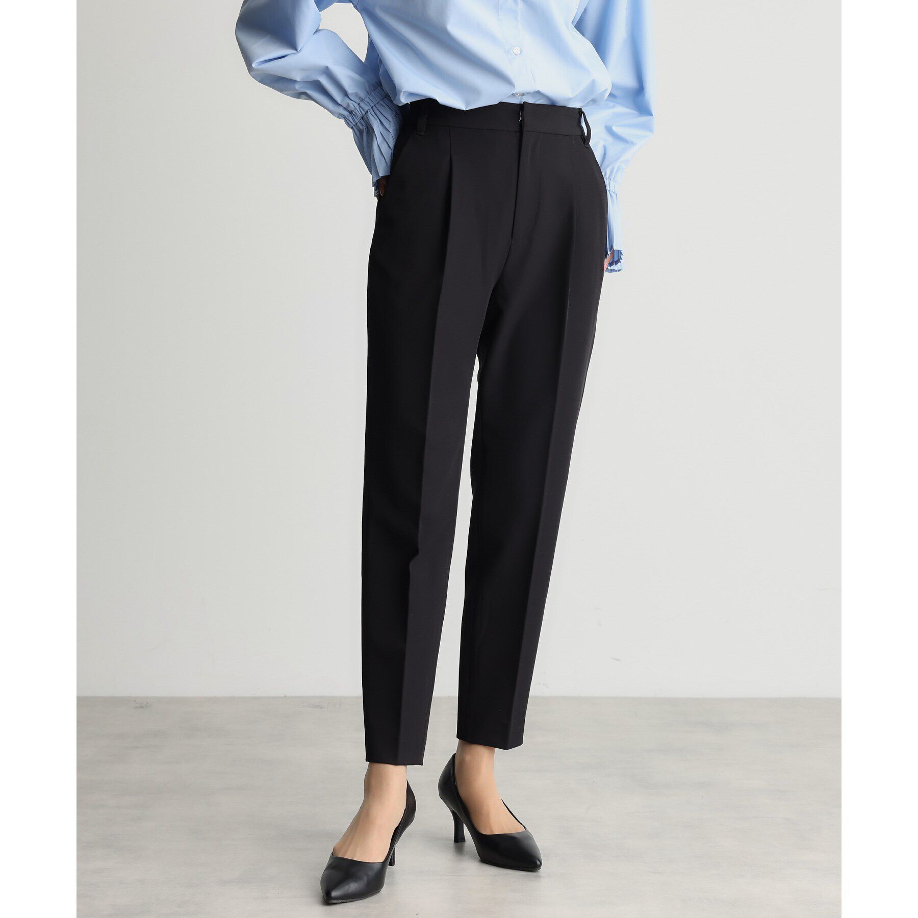THE SHOP TK「【汚れ防止/シワになりにくい/セレモニー/通勤】ダブルクロステーパードパンツ/洗える/サスティナブル」|その他|ブラック(019)