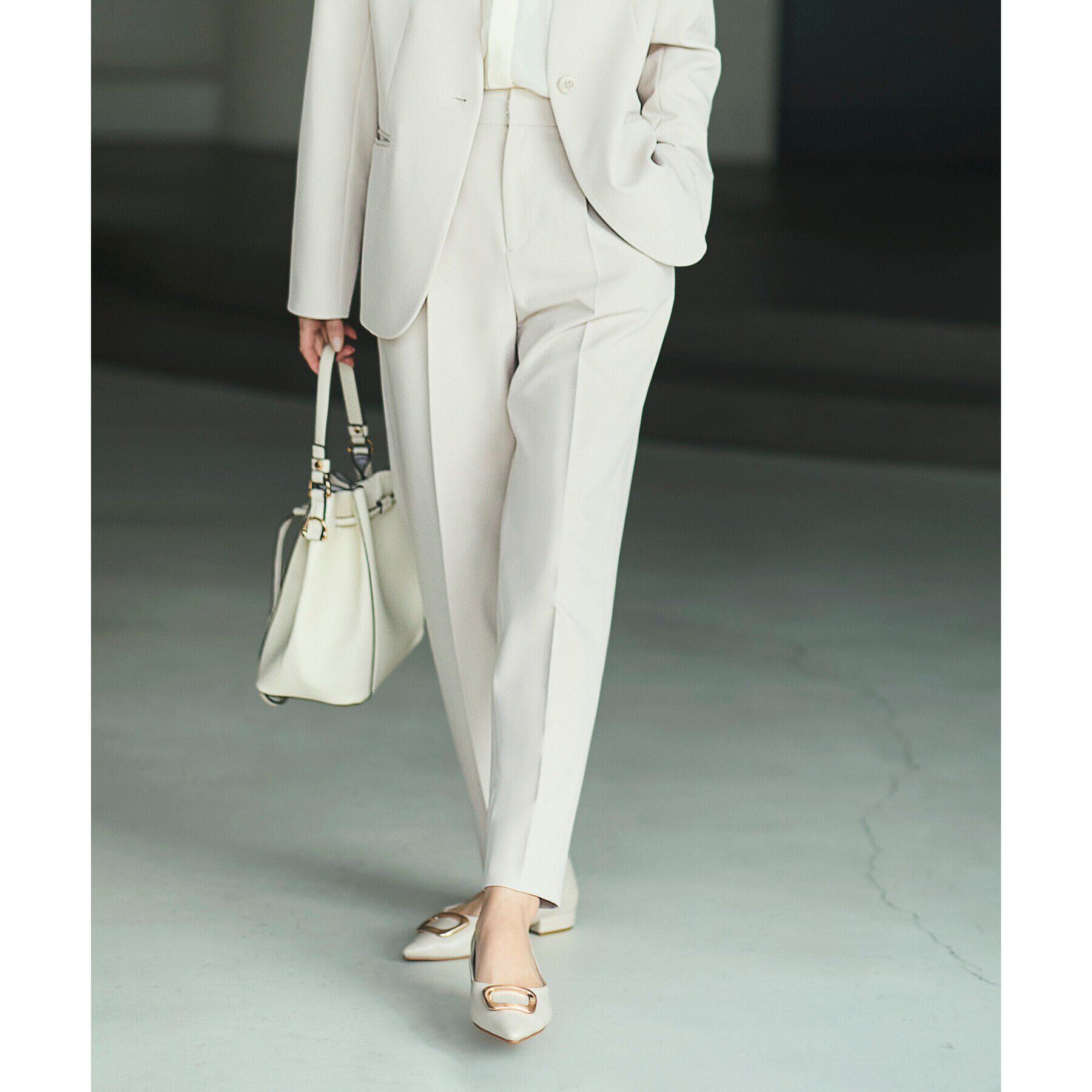 THE SHOP TK「【汚れ防止/シワになりにくい/セレモニー/通勤】ダブルクロステーパードパンツ/洗える/サスティナブル」|その他|ベージュ(052)