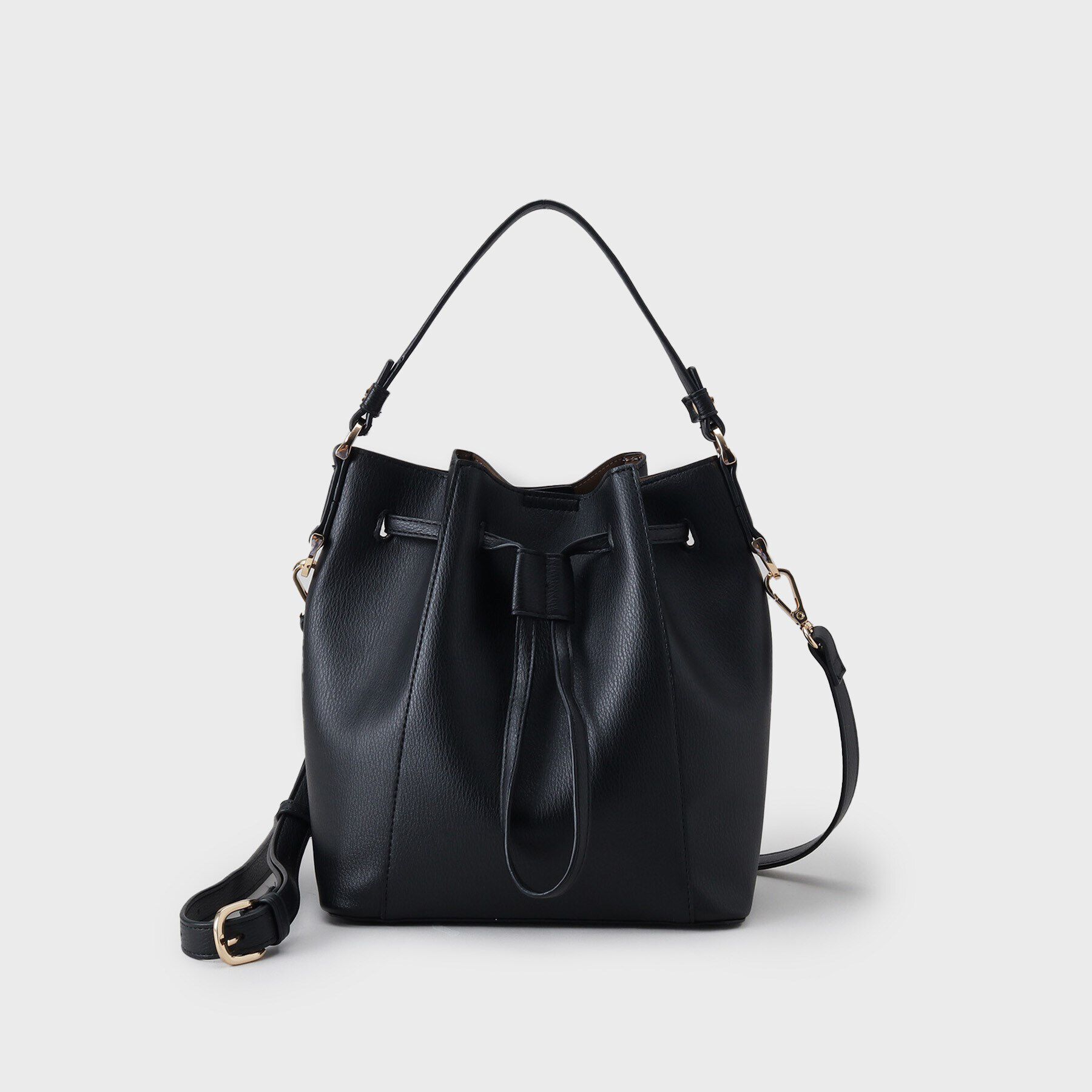 THE SHOP TK「巾着合皮バッグ」|ショルダー・メッセンジャー|ブラック(019)